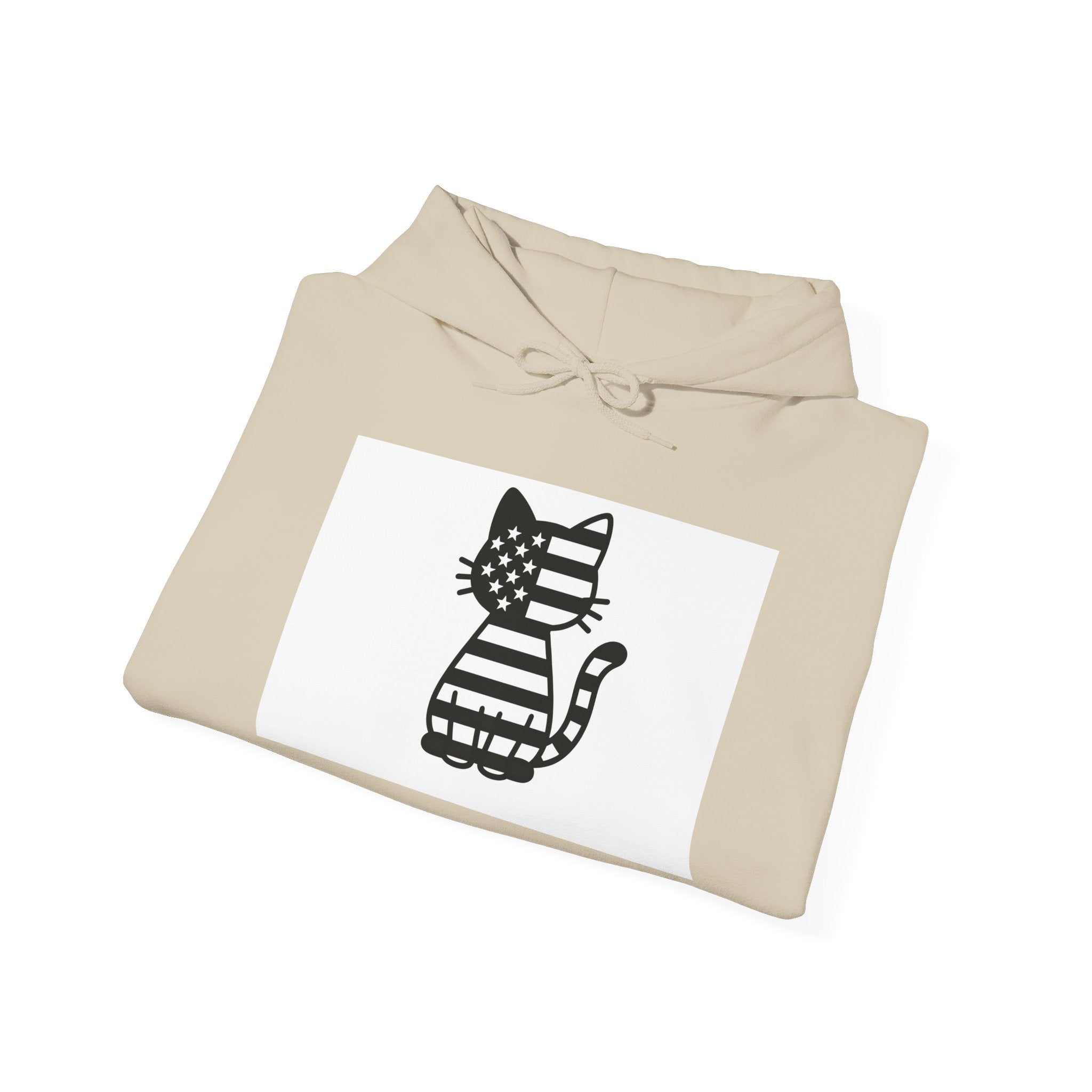 Patriotic Cat Hoodie, Cozy Cat Lover Sweatshirt, Cute Gift for Pet Owners, July 4th Apparel, Casual Everyday Wear