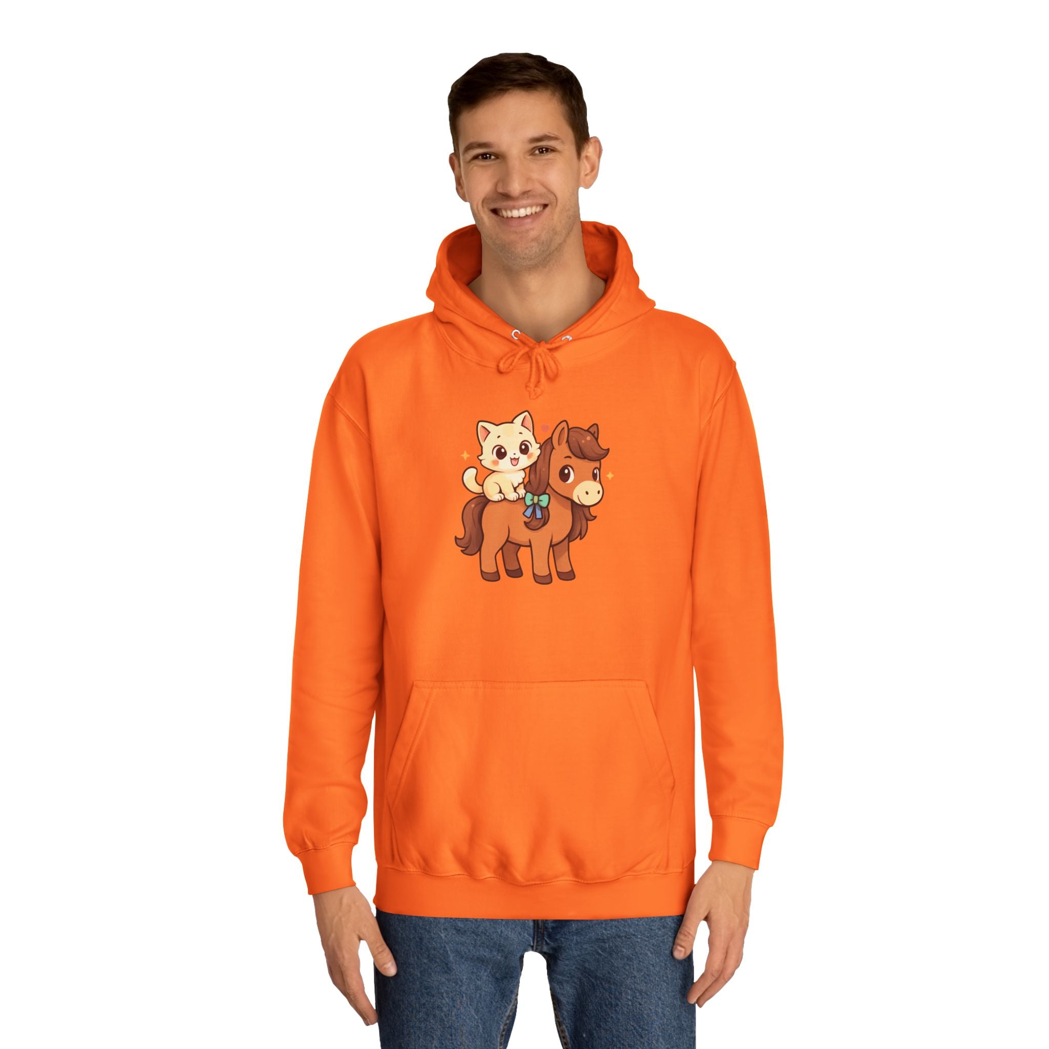 Animal Print Hoodie - Cute Kitten and Horse Design