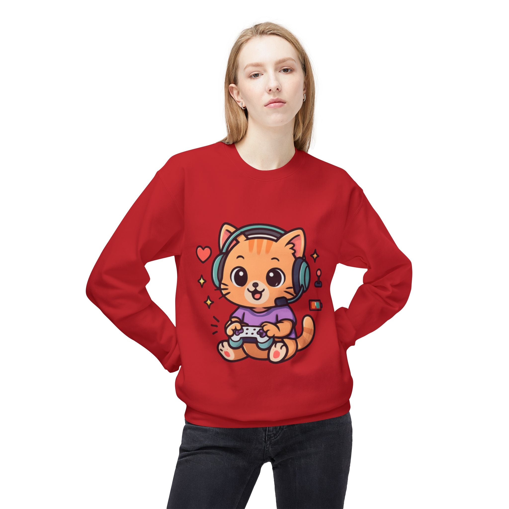 Playful Gamer Cat -Sweatshirt
