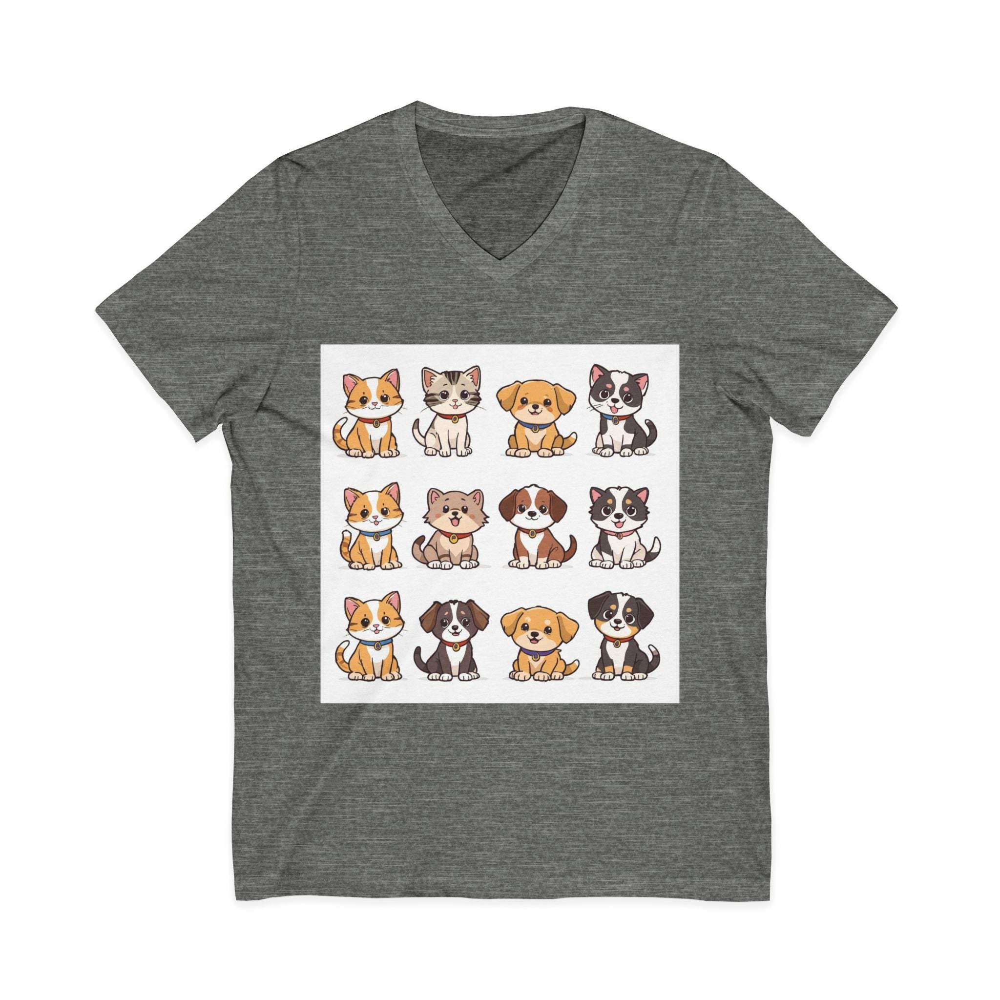 Pet Lover V-Neck Tee - Cute Kittens and Puppies T-shirt