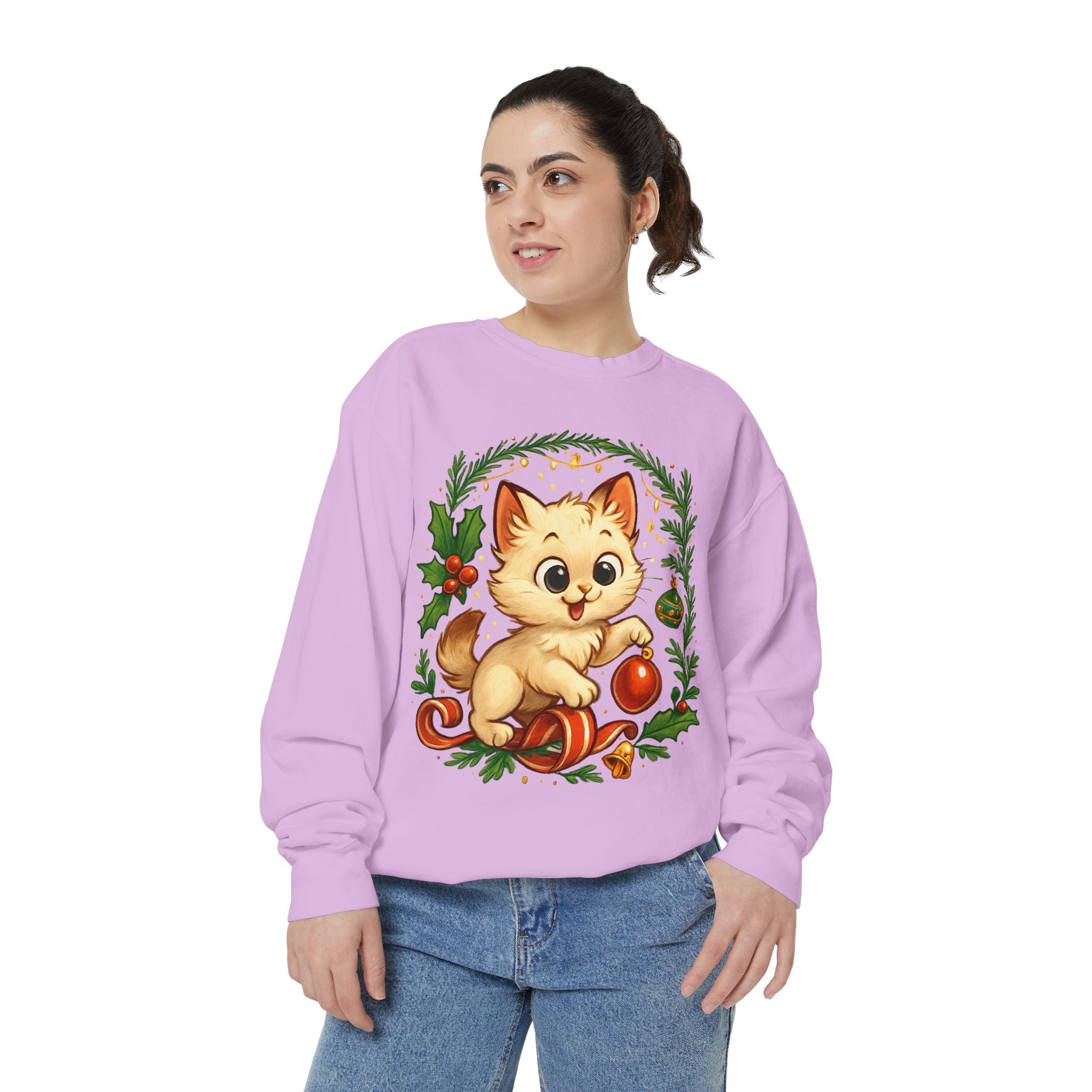 Adorable Cat, Christmas -Sweatshirt