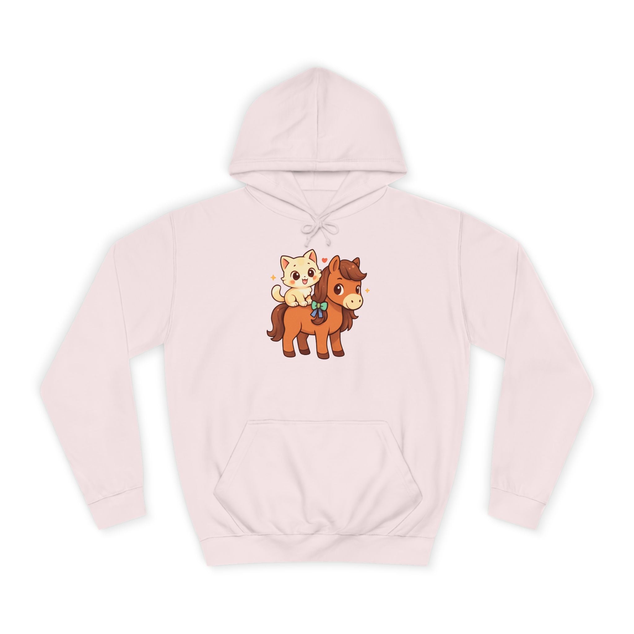 Animal Print Hoodie - Cute Kitten and Horse Design