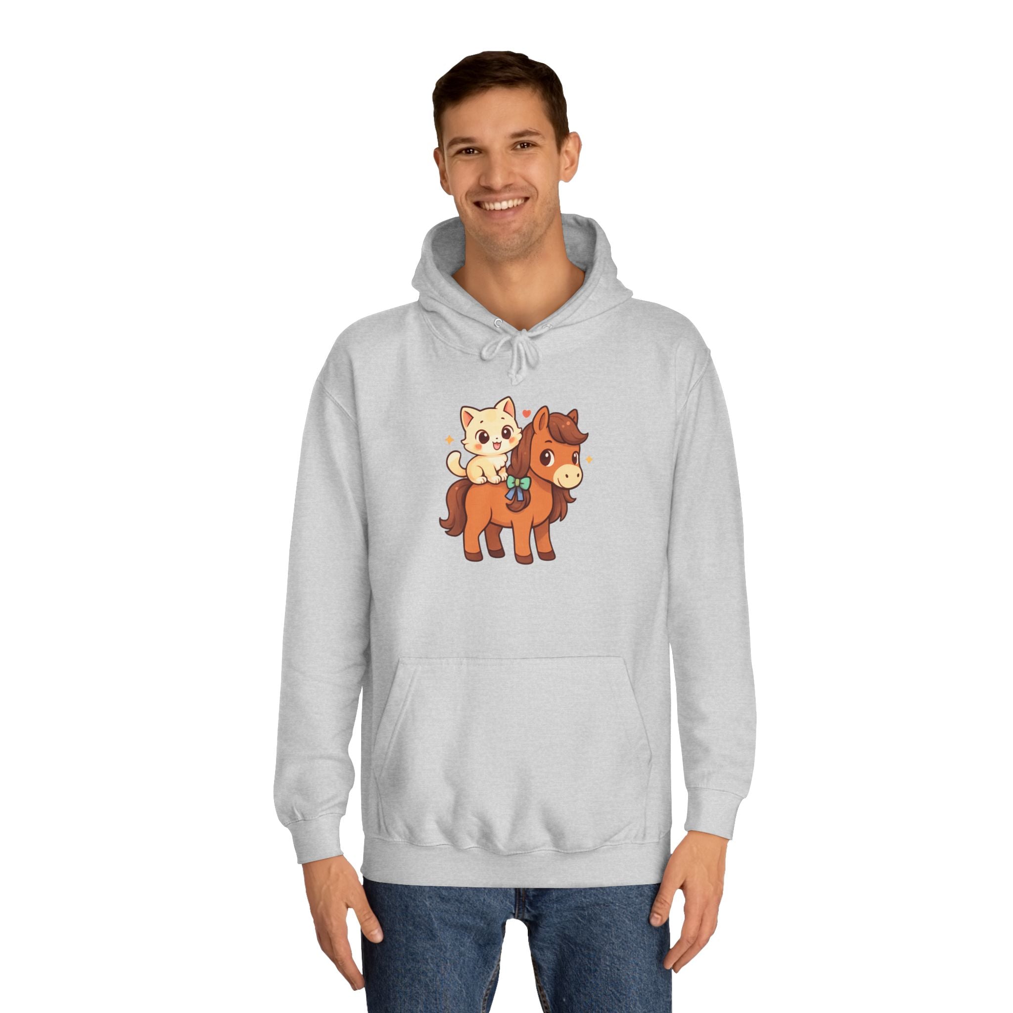 Animal Print Hoodie - Cute Kitten and Horse Design