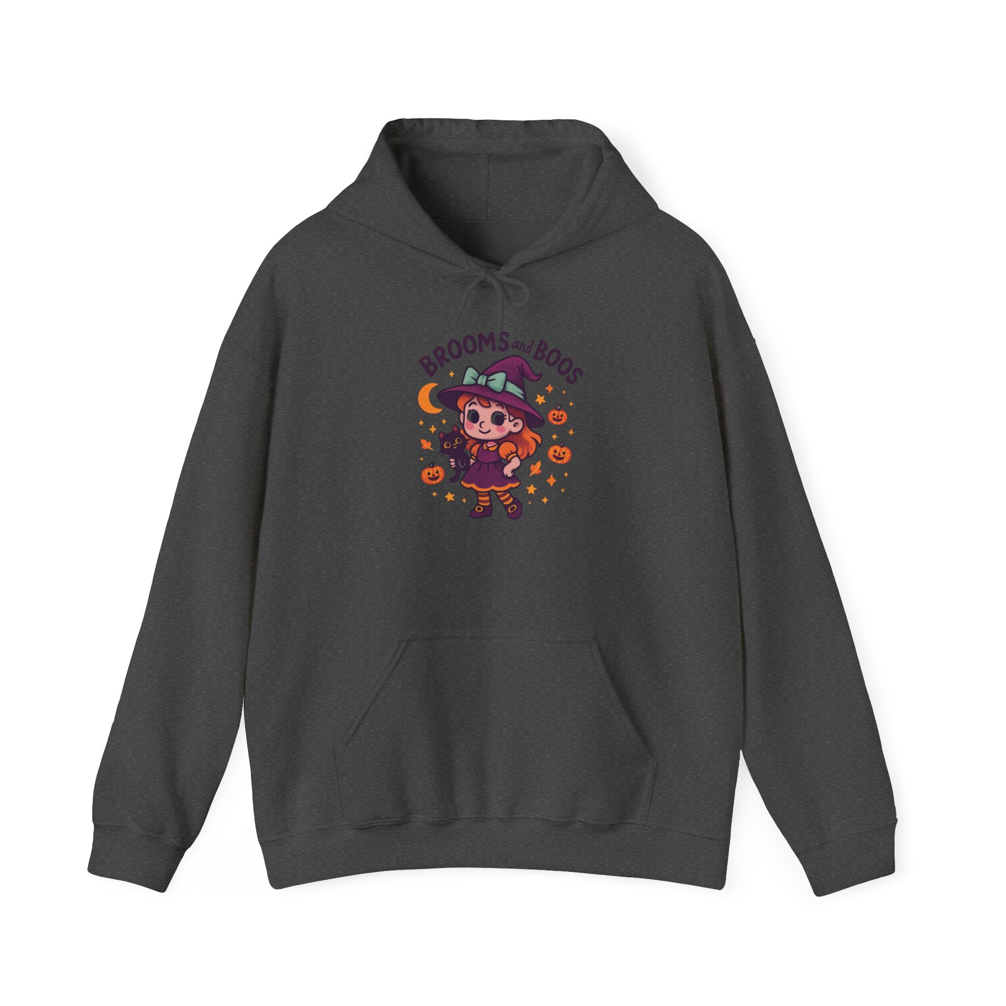 Hooded Sweatshirt Cute Halloween Witch with Cat