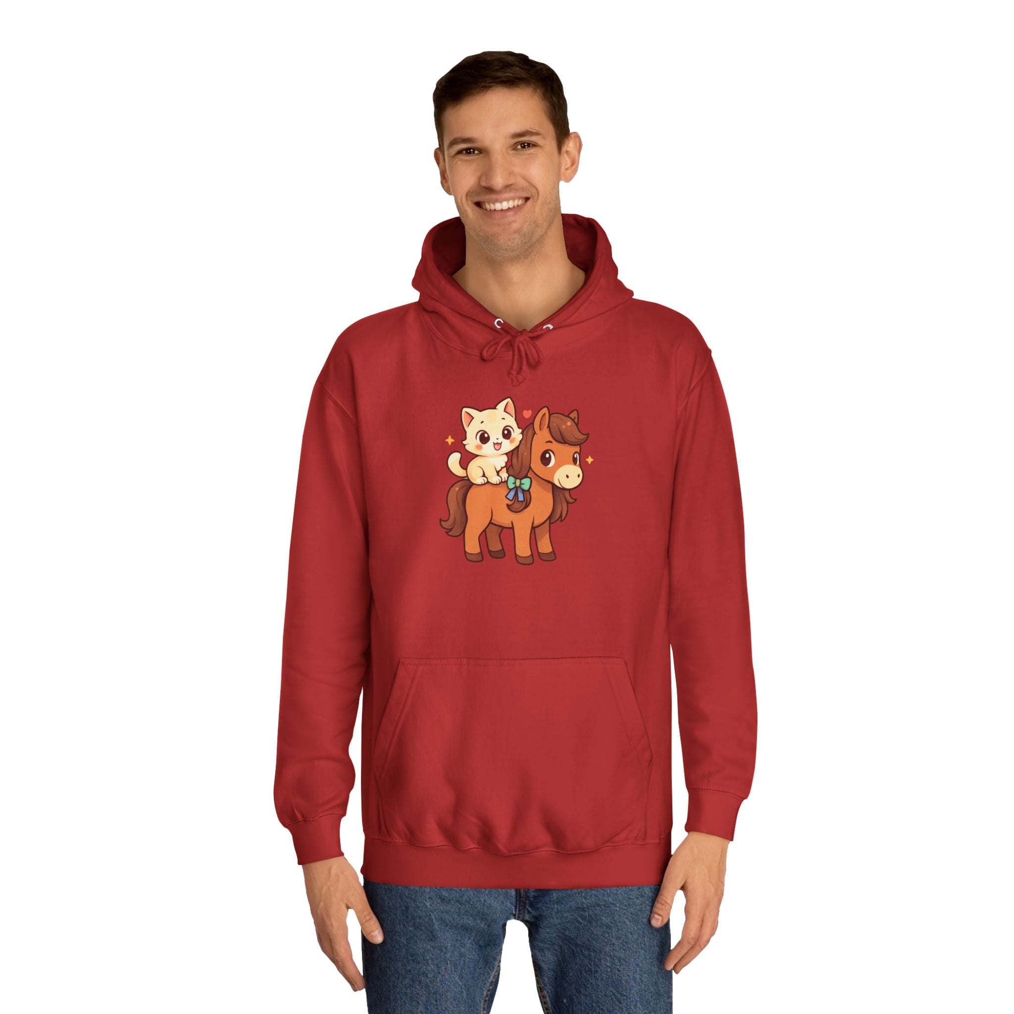 Animal Print Hoodie - Cute Kitten and Horse Design
