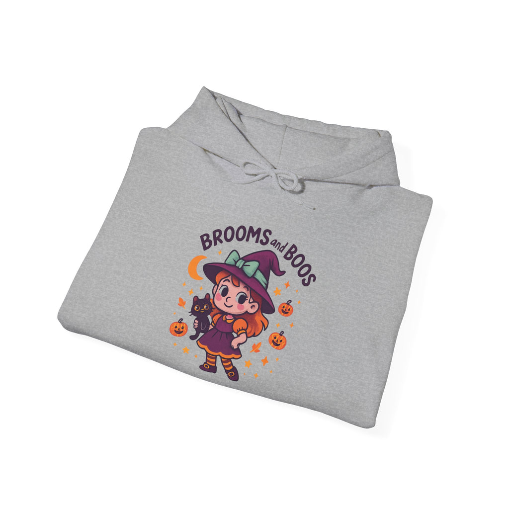 Hooded Sweatshirt Cute Halloween Witch with Cat