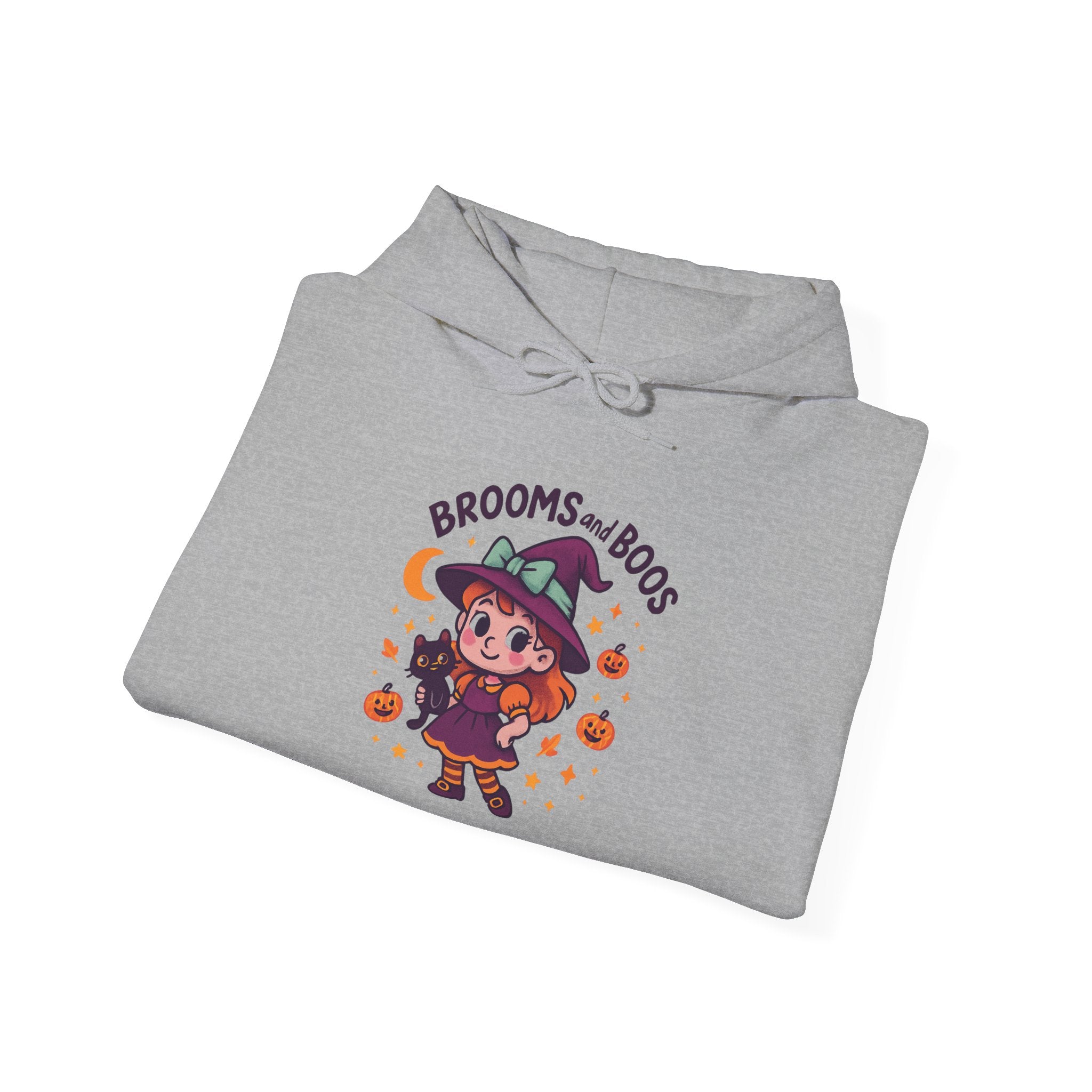 Hooded Sweatshirt Cute Halloween Witch with Cat