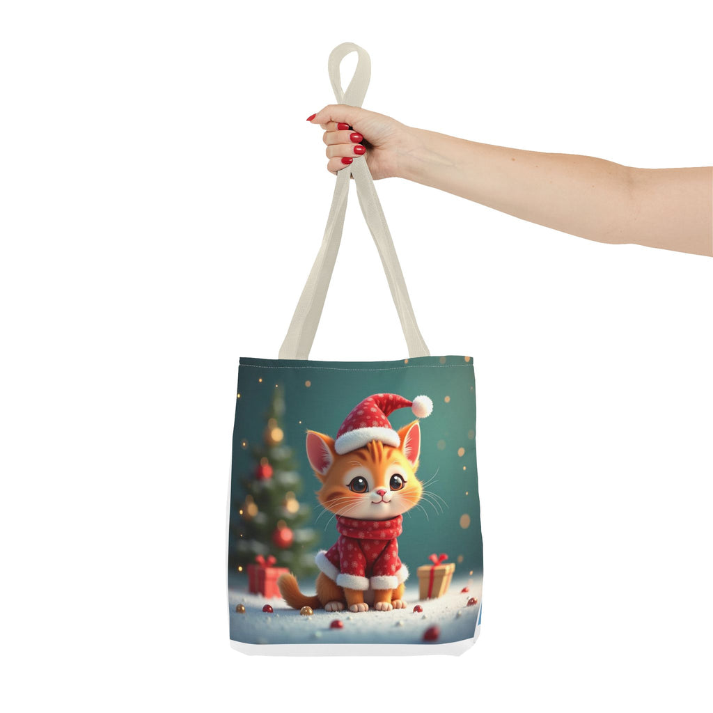 Christmas Tote Bag - Adorable Kitten and Snowman Design
