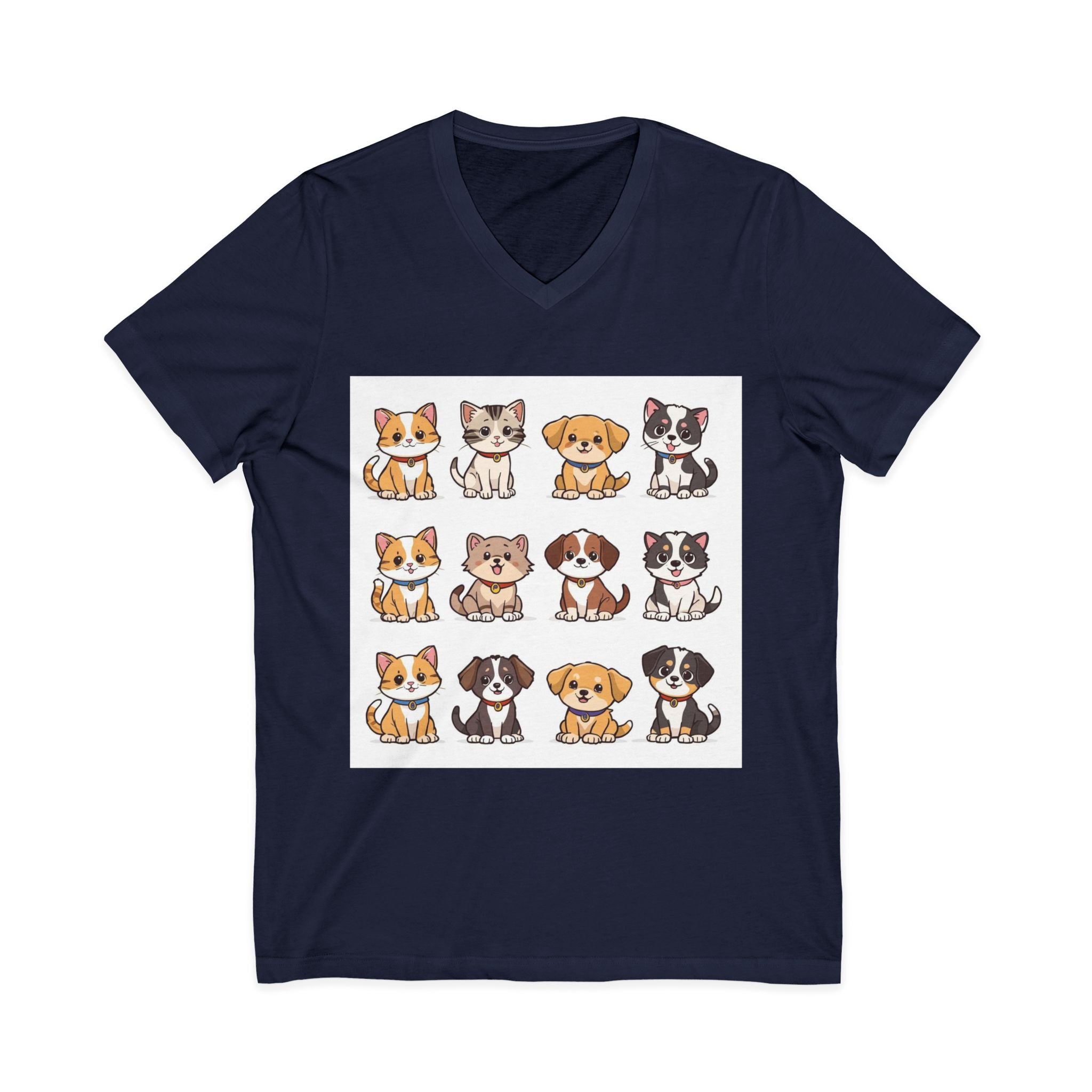 Pet Lover V-Neck Tee - Cute Kittens and Puppies T-shirt