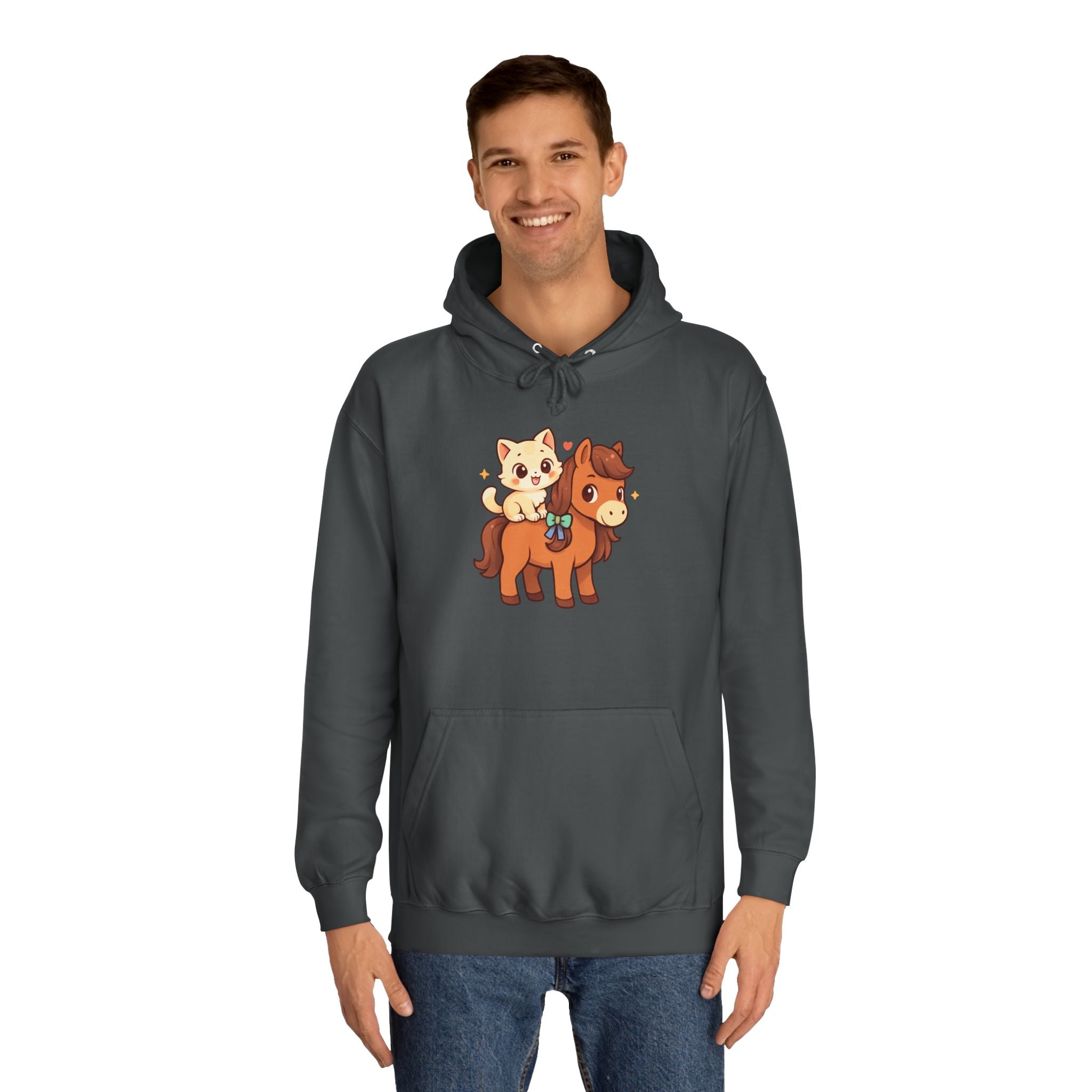 Animal Print Hoodie - Cute Kitten and Horse Design