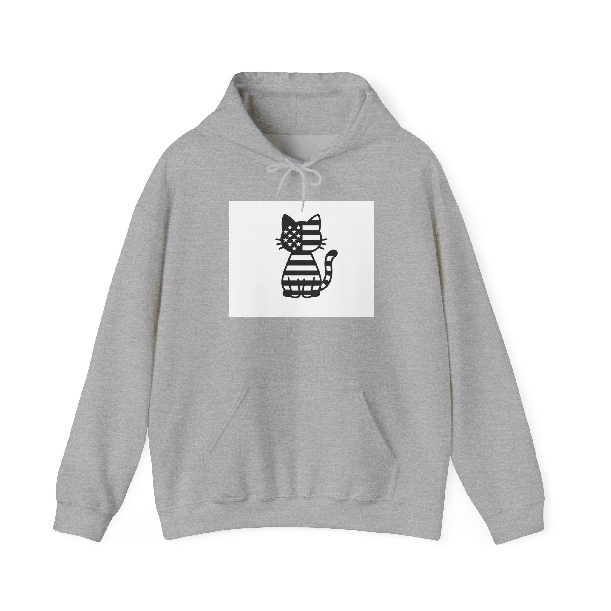 Patriotic Cat Hoodie, Cozy Cat Lover Sweatshirt, Cute Gift for Pet Owners, July 4th Apparel, Casual Everyday Wear