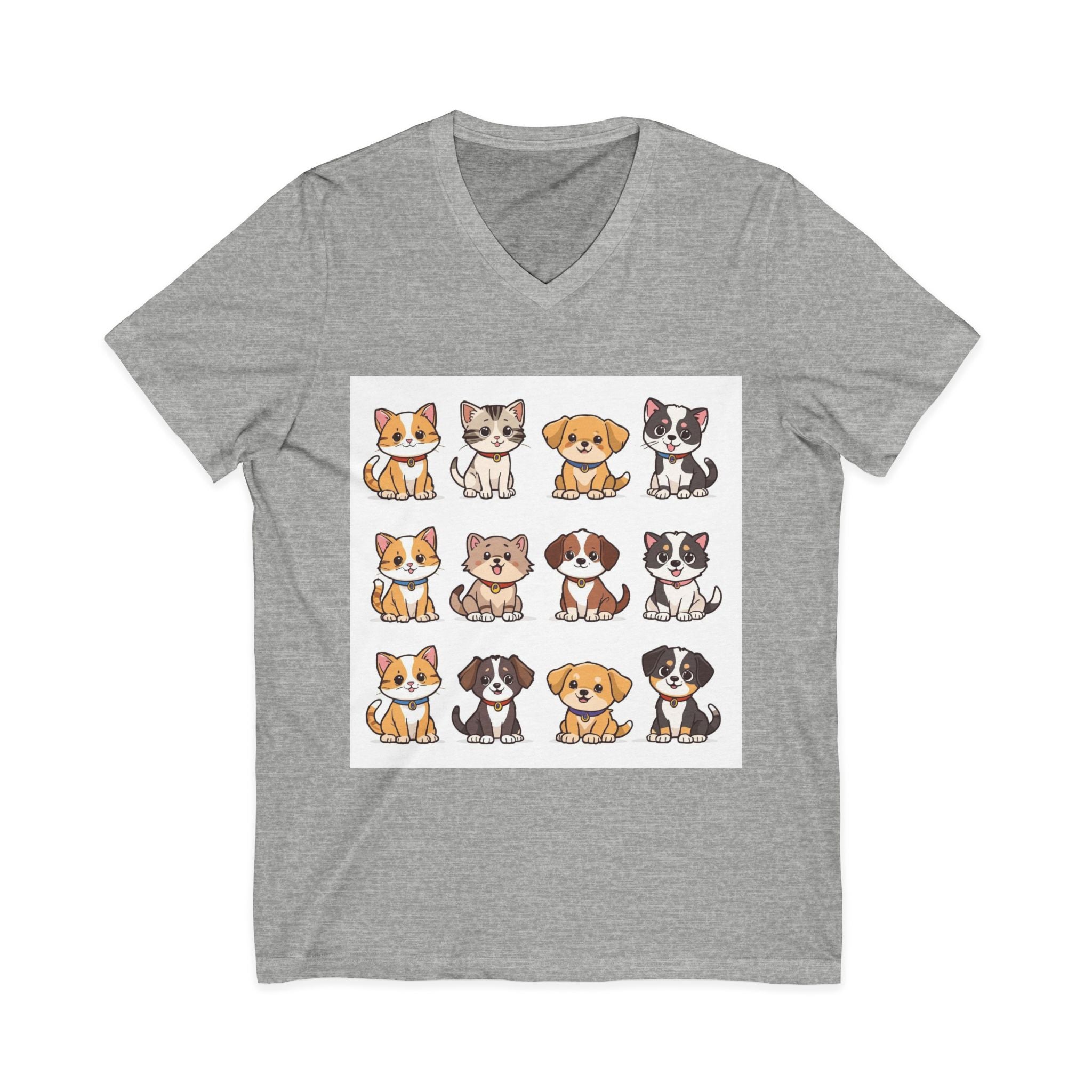 Pet Lover V-Neck Tee - Cute Kittens and Puppies T-shirt