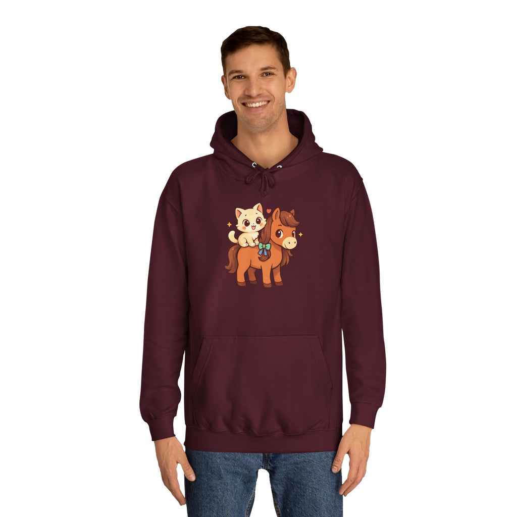 Animal Print Hoodie - Cute Kitten and Horse Design