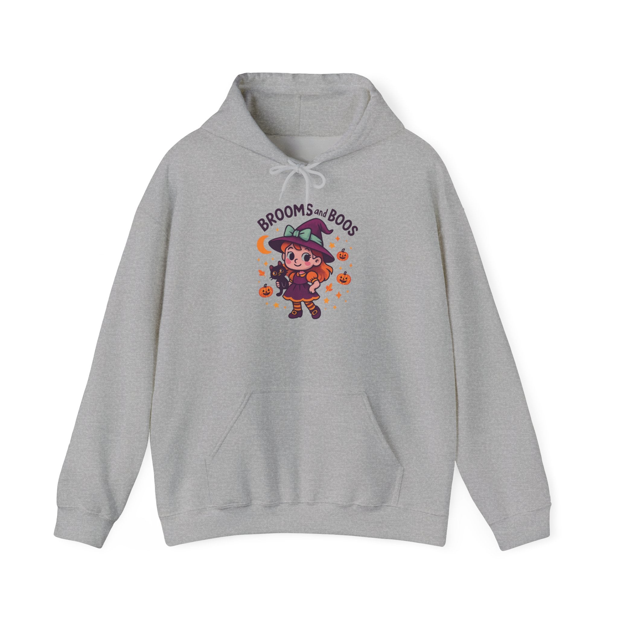 Hooded Sweatshirt Cute Halloween Witch with Cat