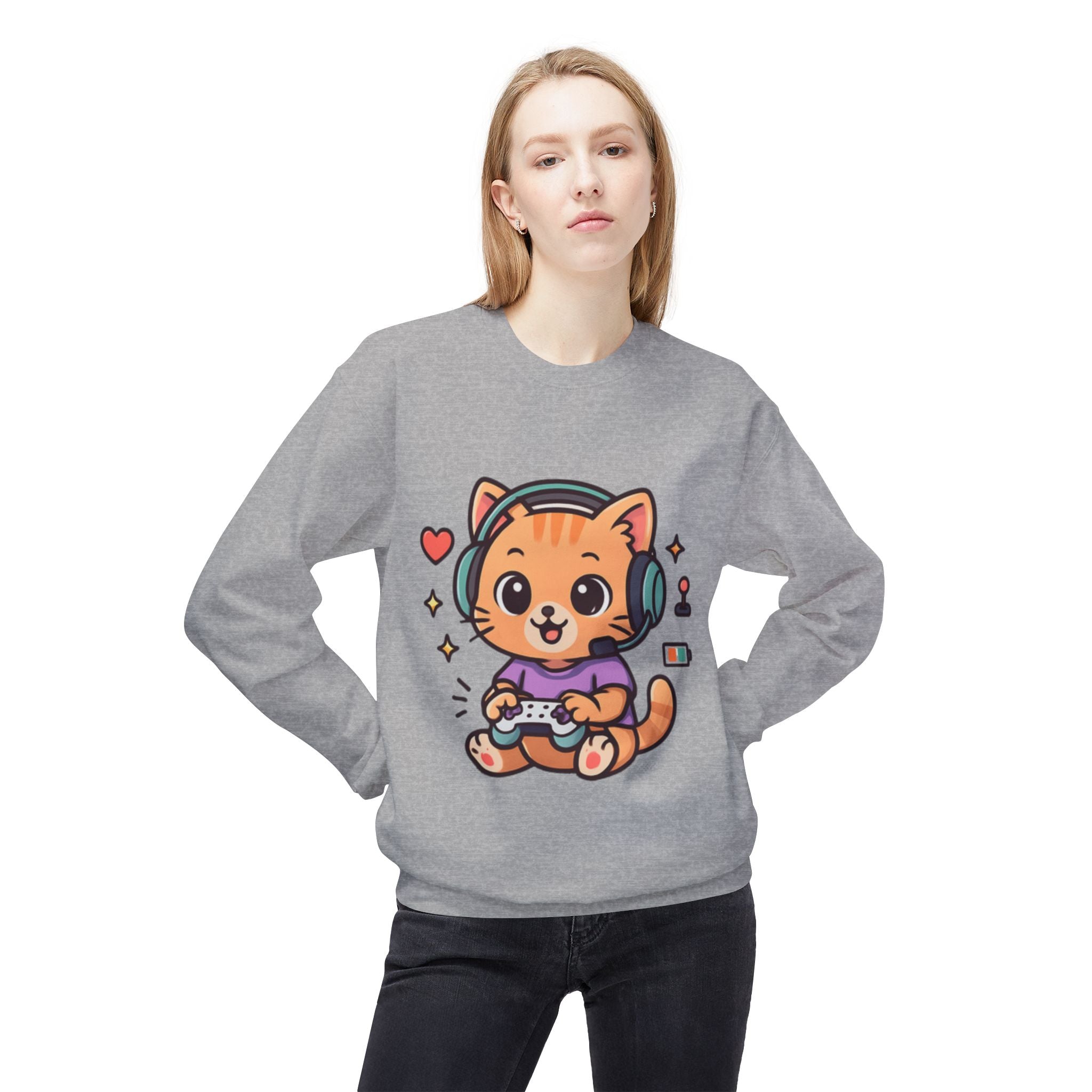 Playful Gamer Cat -Sweatshirt