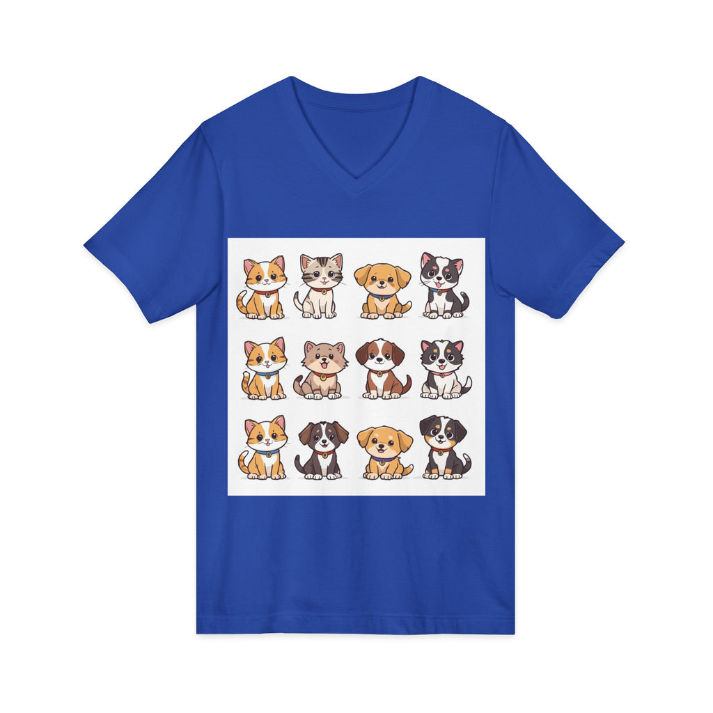 Pet Lover V-Neck Tee - Cute Kittens and Puppies T-shirt