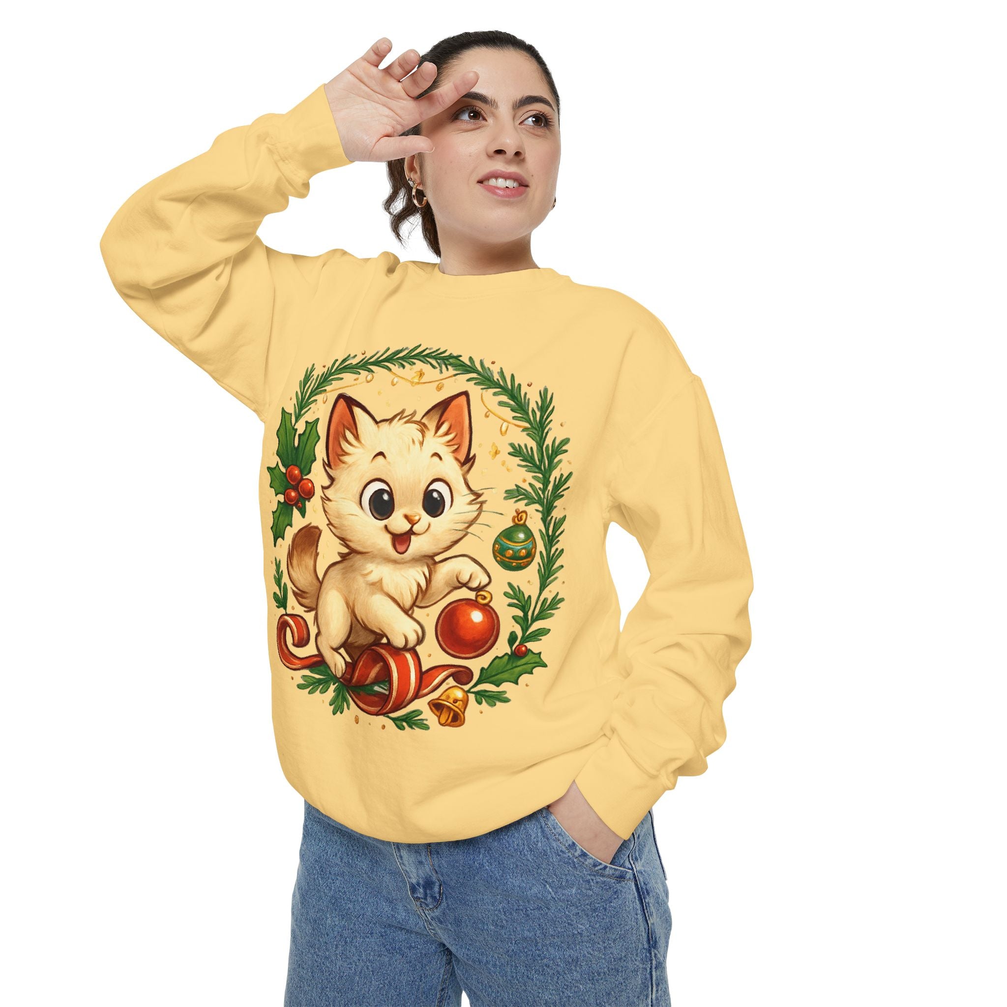 Adorable Cat, Christmas -Sweatshirt