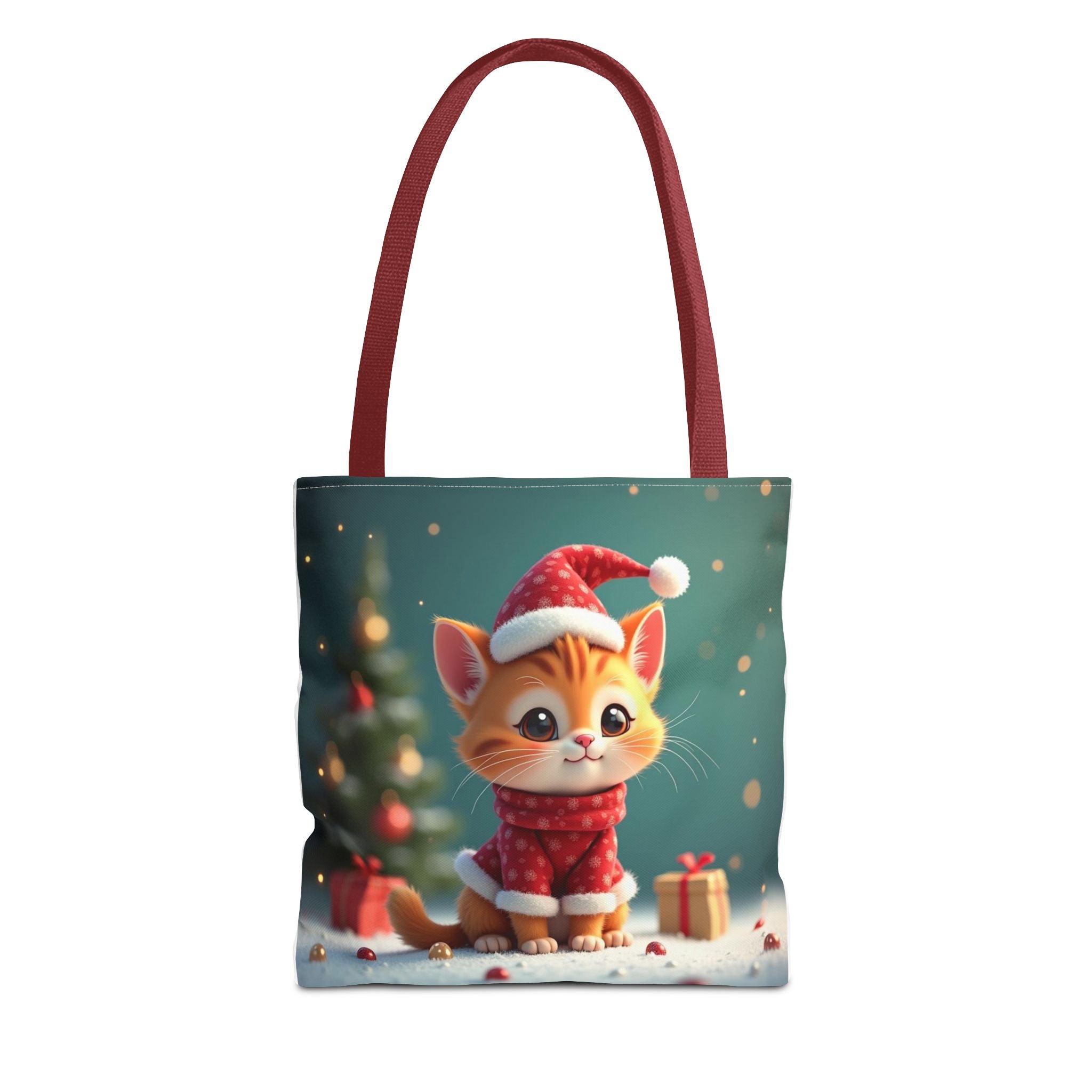 Christmas Tote Bag - Adorable Kitten and Snowman Design