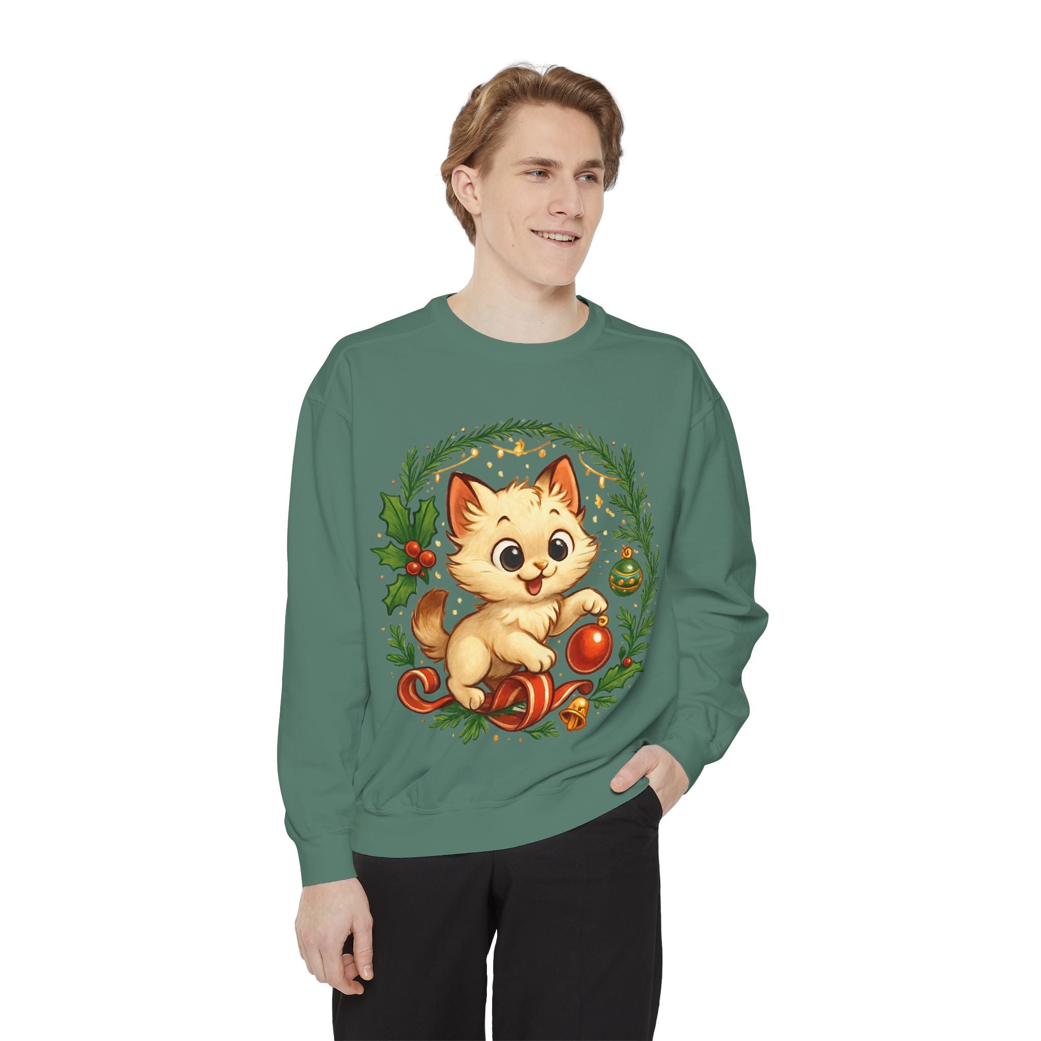 Adorable Cat, Christmas -Sweatshirt