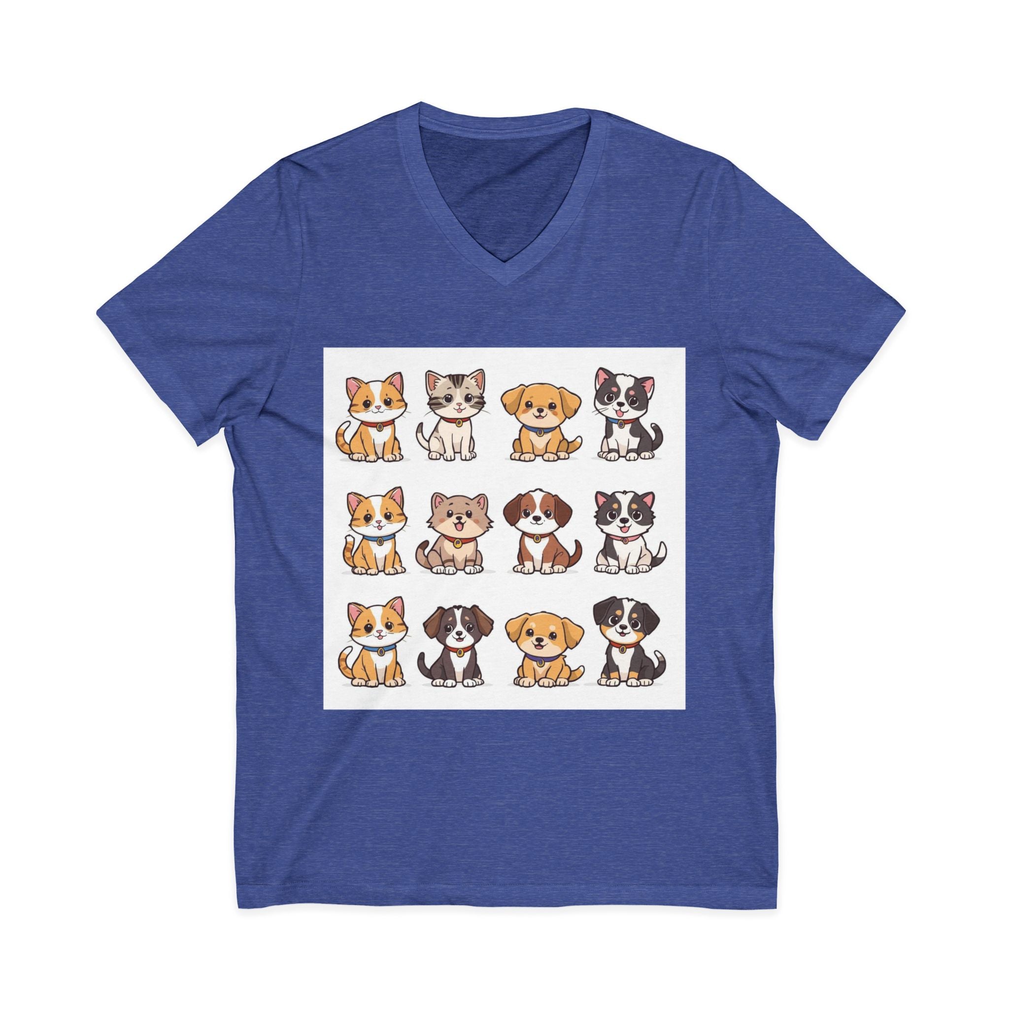 Pet Lover V-Neck Tee - Cute Kittens and Puppies T-shirt