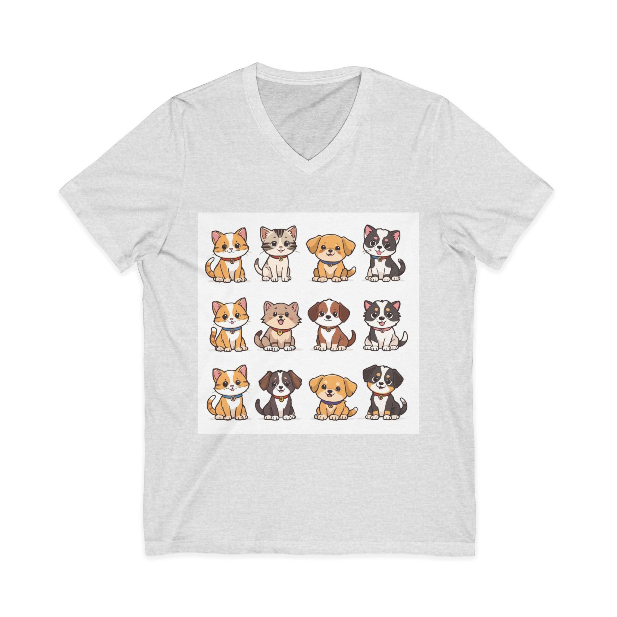 Pet Lover V-Neck Tee - Cute Kittens and Puppies T-shirt