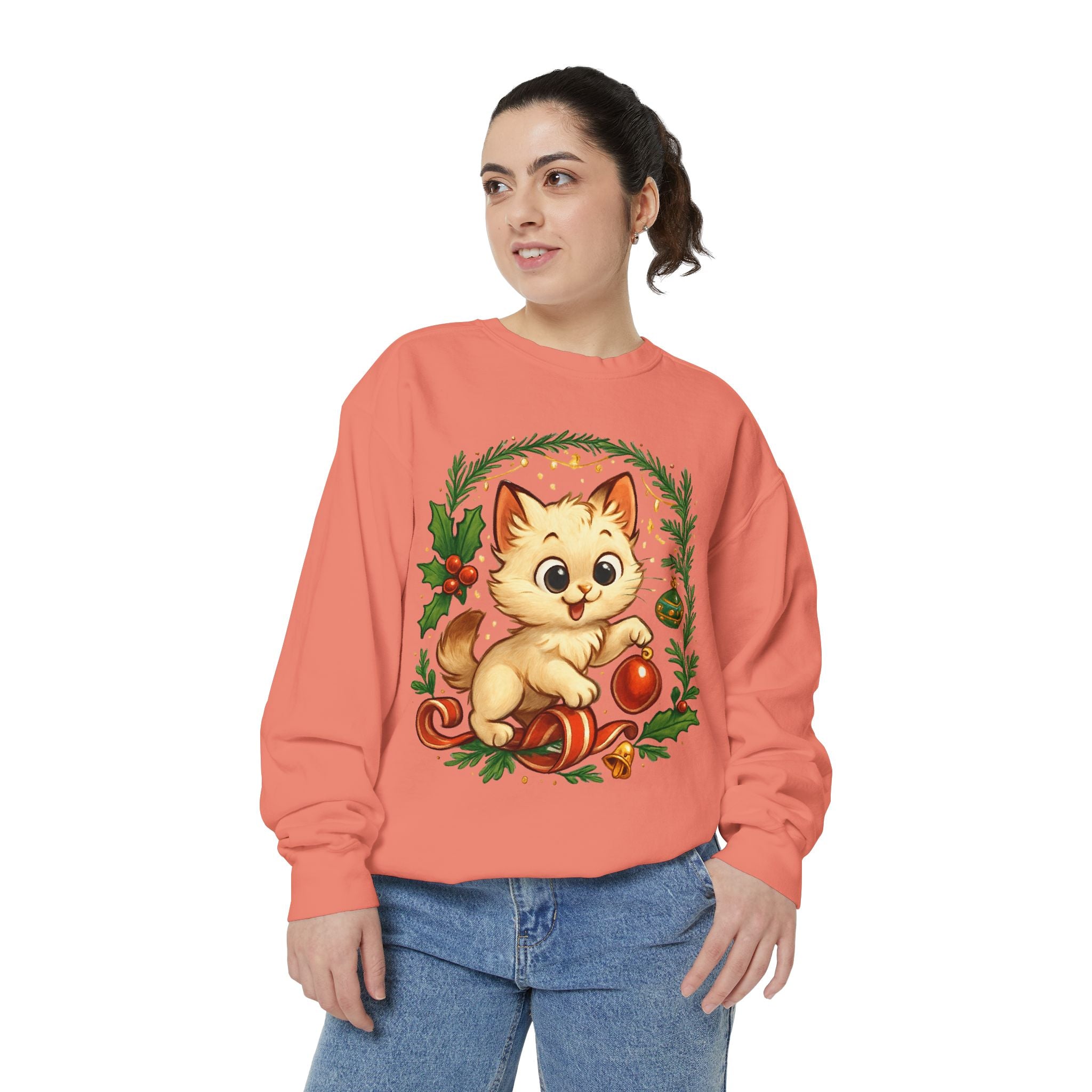 Adorable Cat, Christmas -Sweatshirt