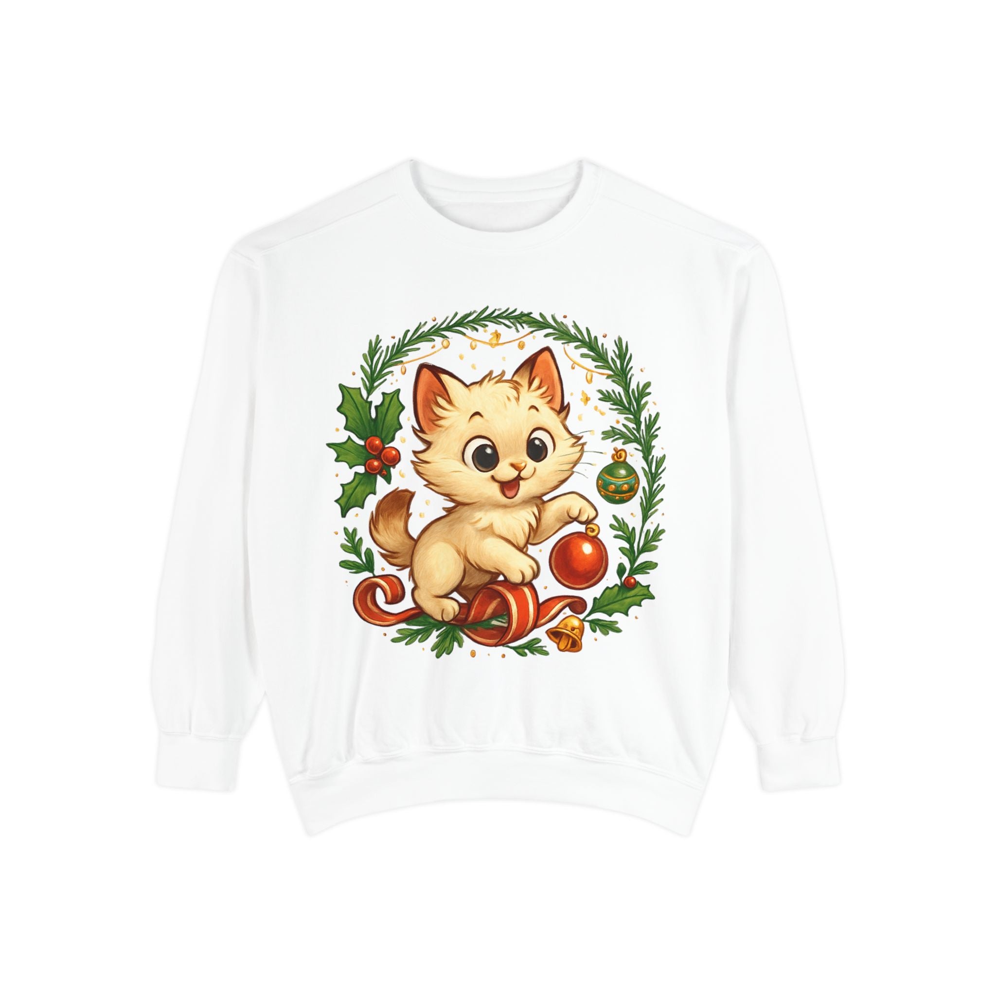 Adorable Cat, Christmas -Sweatshirt