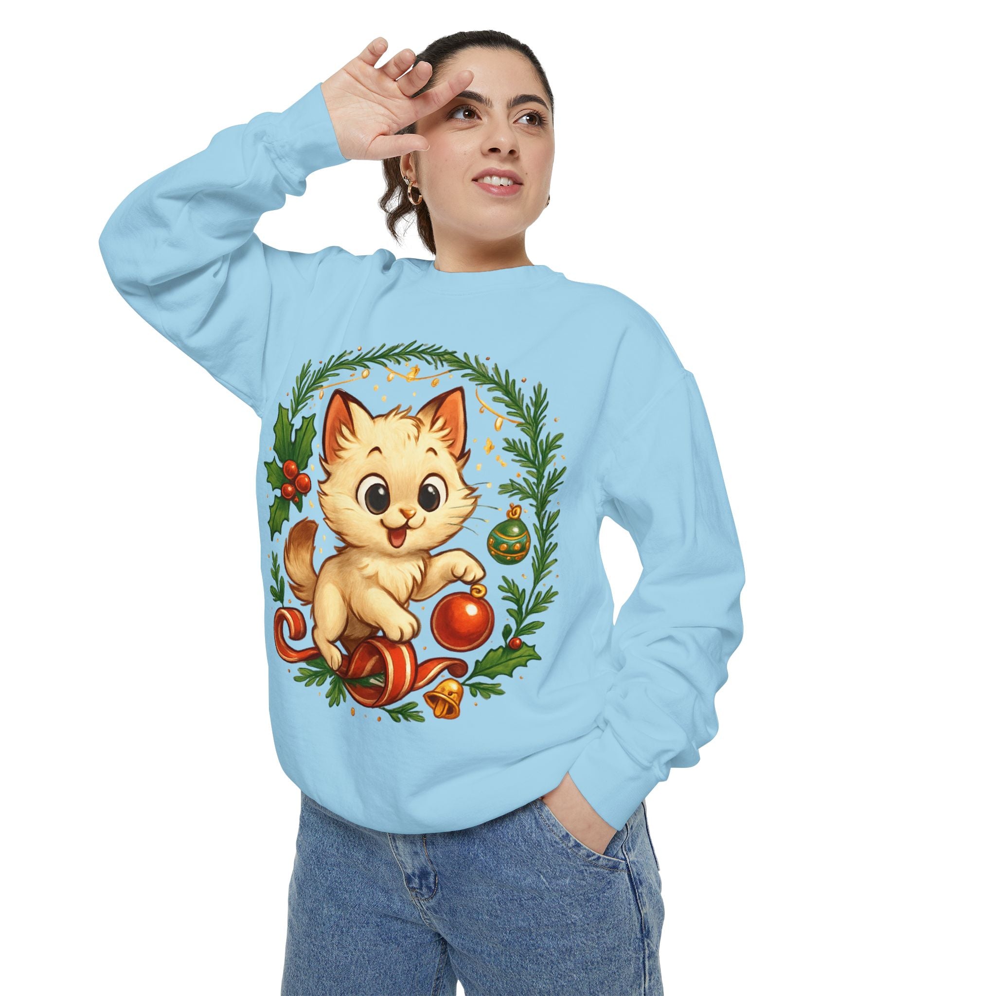 Adorable Cat, Christmas -Sweatshirt