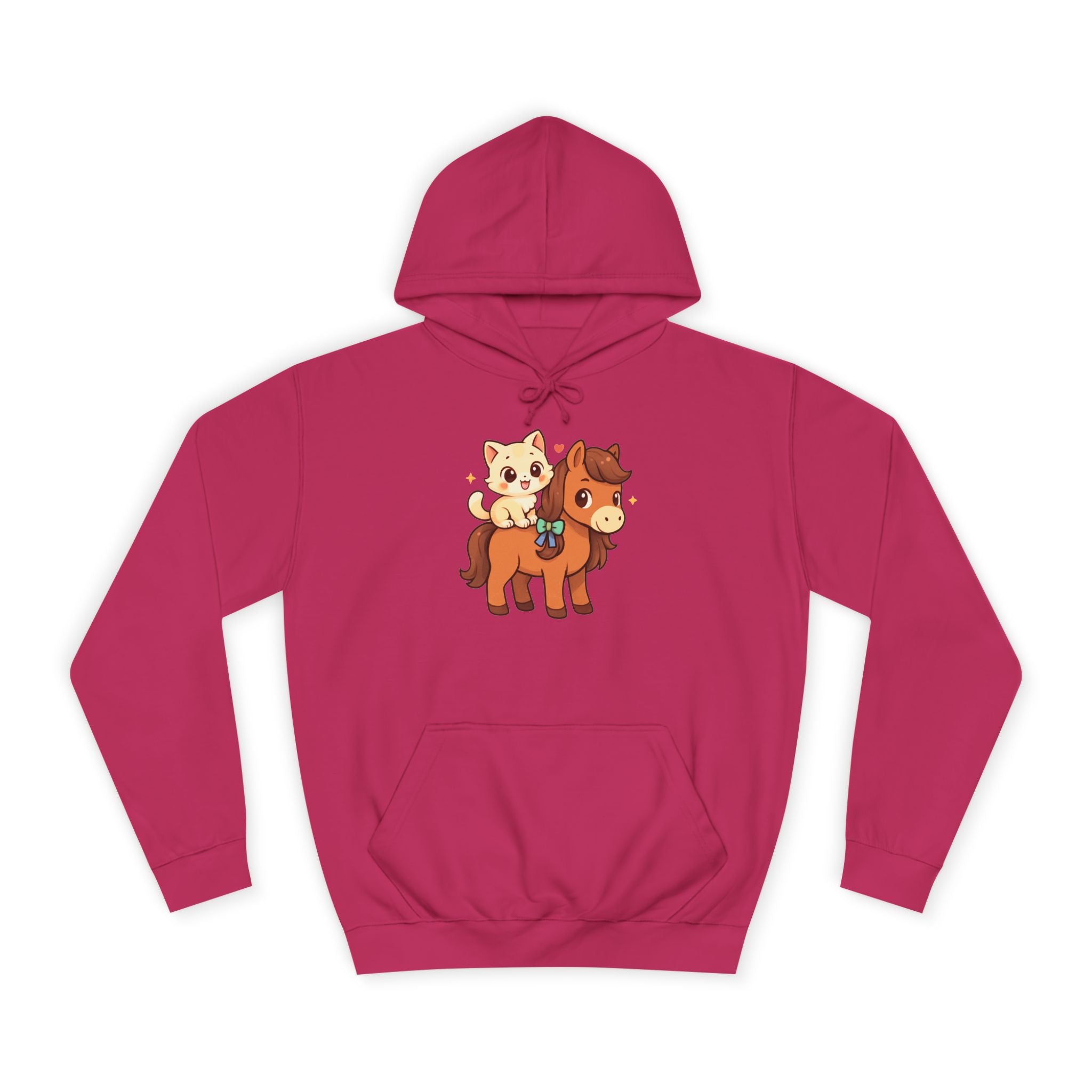 Animal Print Hoodie - Cute Kitten and Horse Design