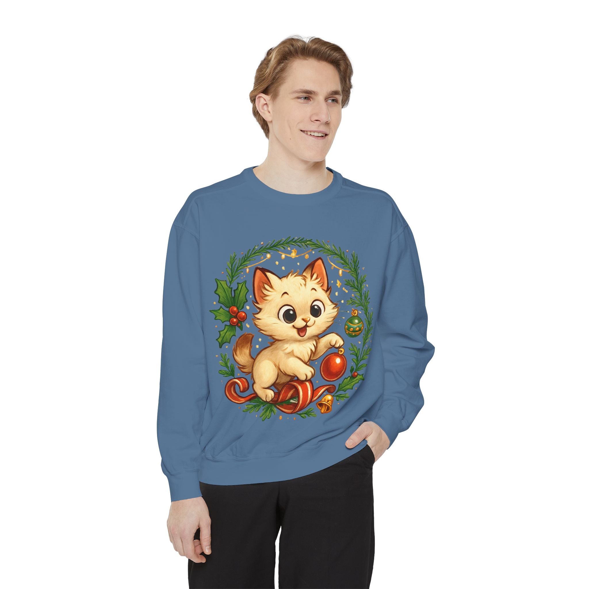 Adorable Cat, Christmas -Sweatshirt