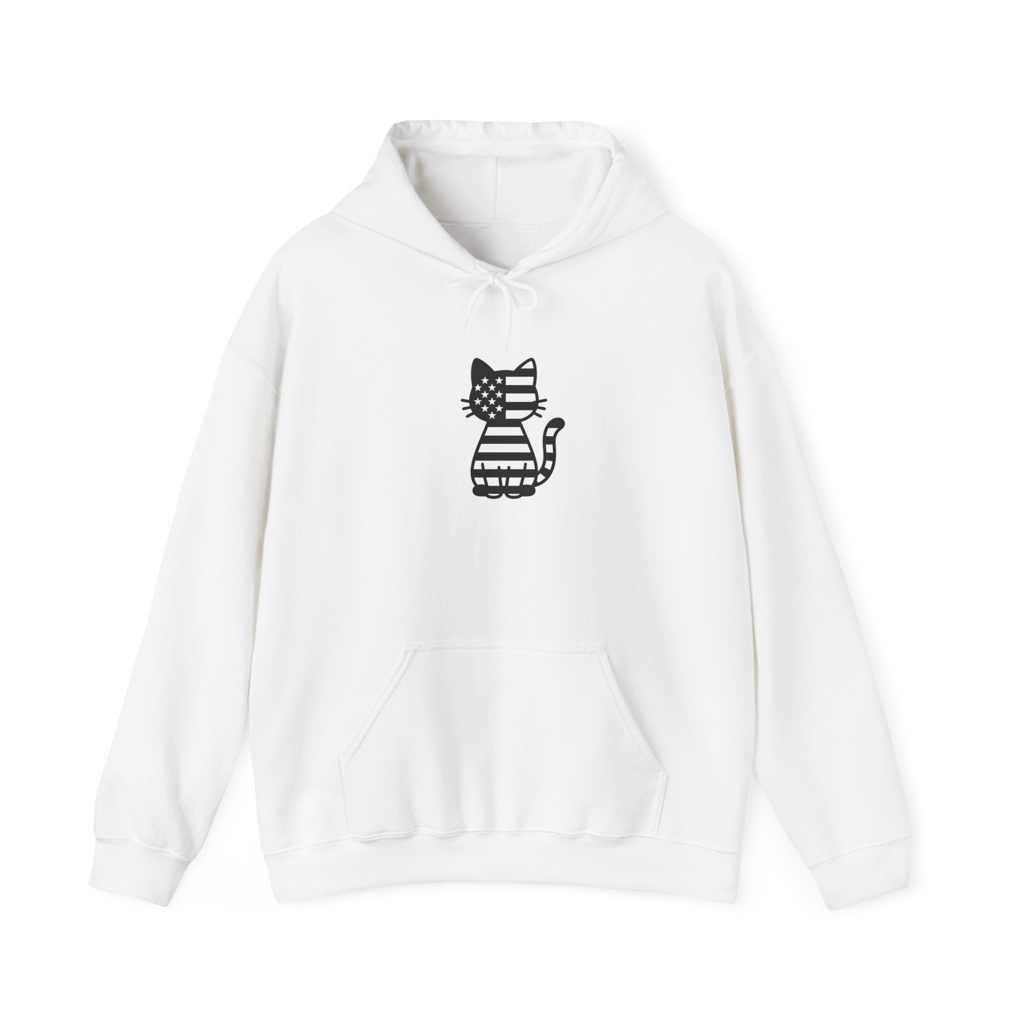 Patriotic Cat Hoodie, Cozy Cat Lover Sweatshirt, Cute Gift for Pet Owners, July 4th Apparel, Casual Everyday Wear