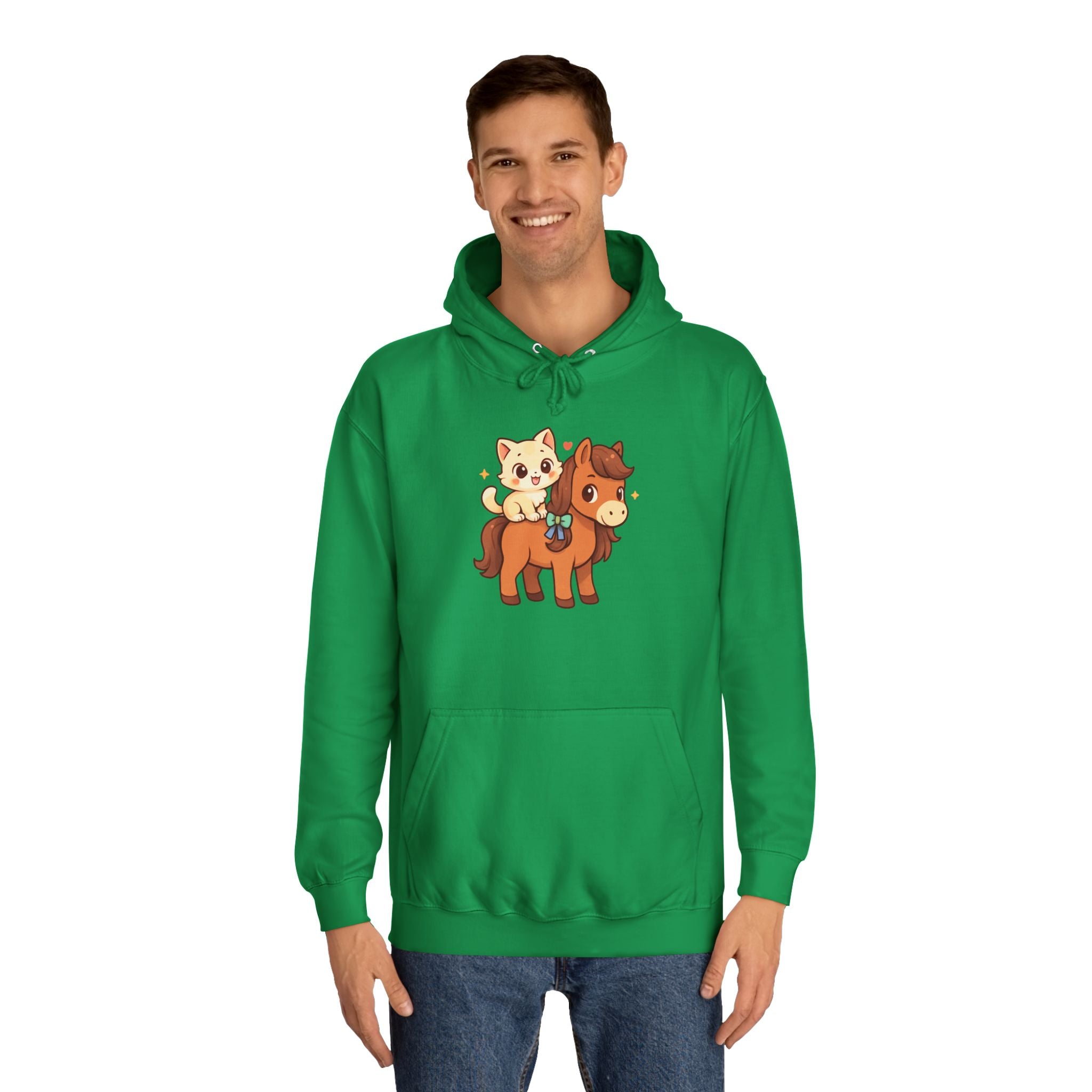 Animal Print Hoodie - Cute Kitten and Horse Design