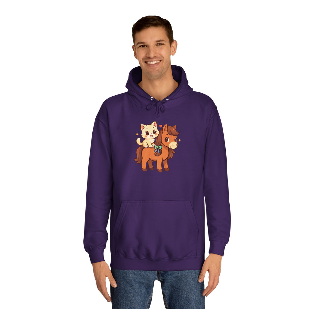 Animal Print Hoodie - Cute Kitten and Horse Design