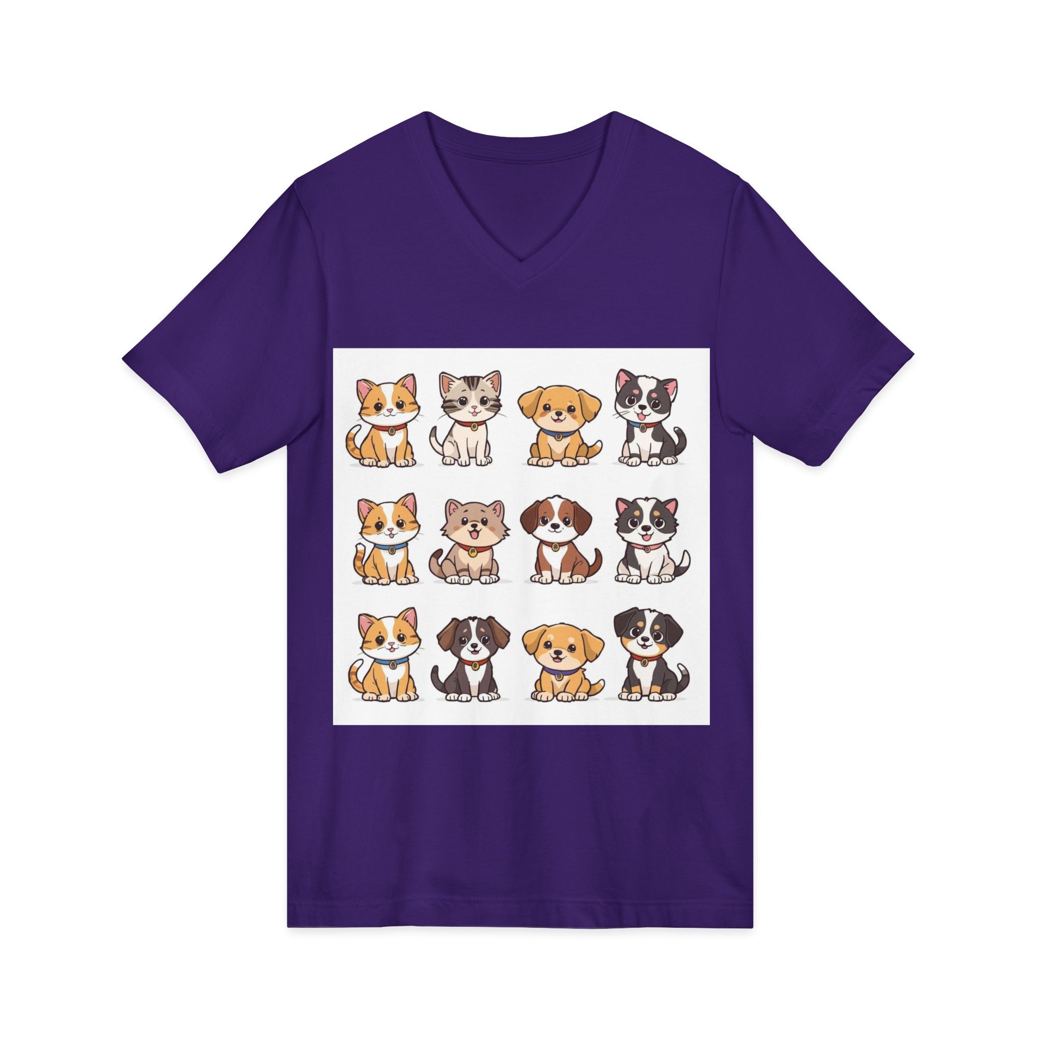 Pet Lover V-Neck Tee - Cute Kittens and Puppies T-shirt