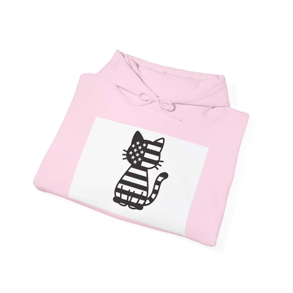 Patriotic Cat Hoodie, Cozy Cat Lover Sweatshirt, Cute Gift for Pet Owners, July 4th Apparel, Casual Everyday Wear