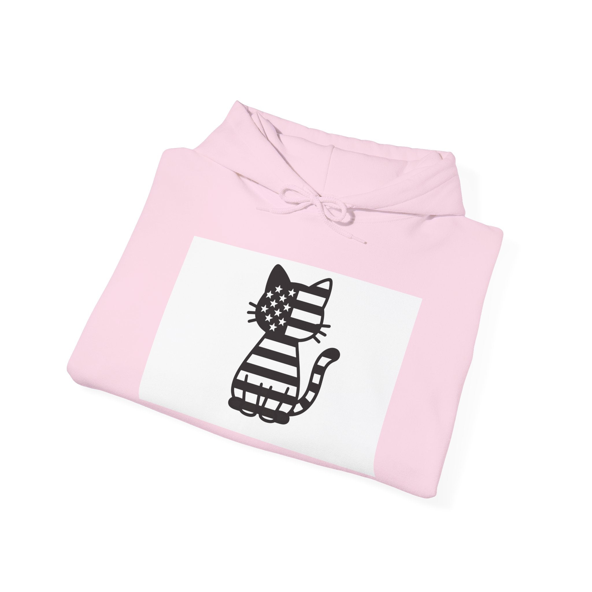 Patriotic Cat Hoodie, Cozy Cat Lover Sweatshirt, Cute Gift for Pet Owners, July 4th Apparel, Casual Everyday Wear