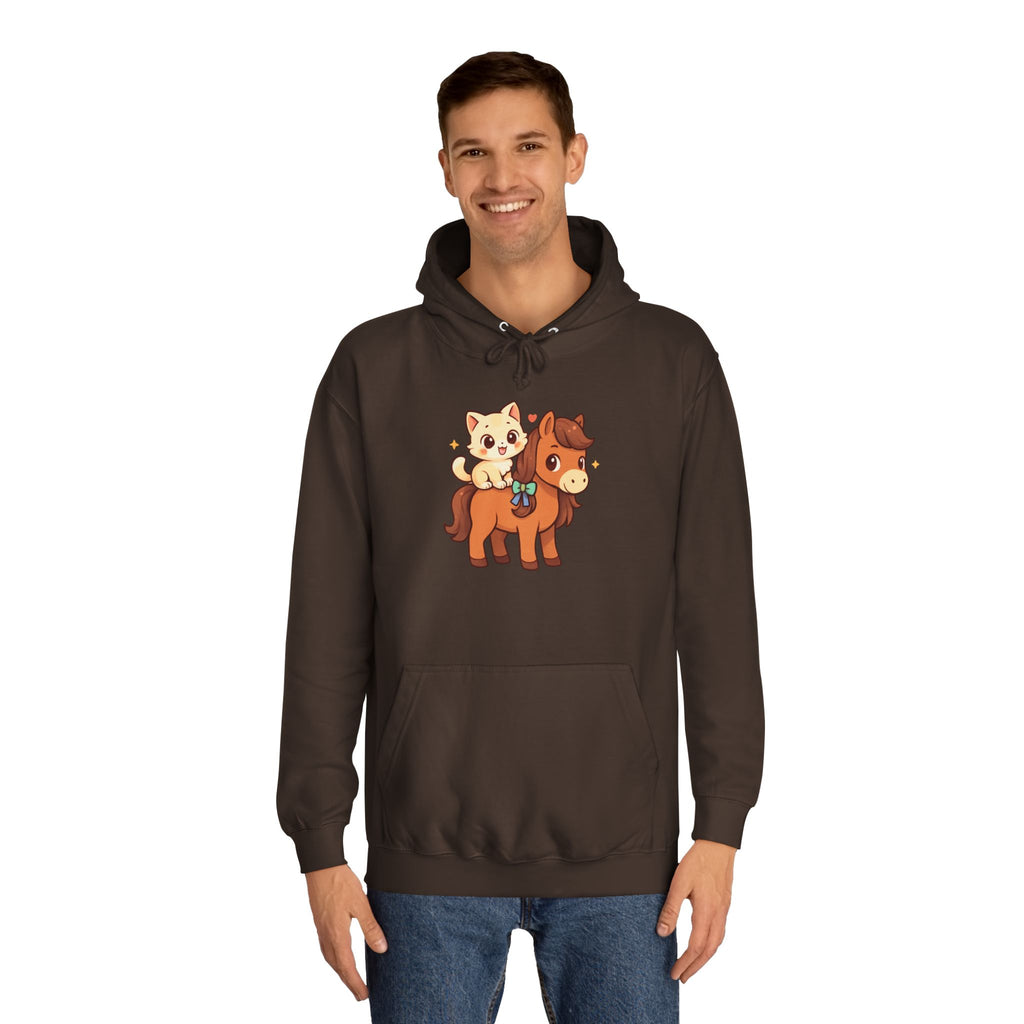 Animal Print Hoodie - Cute Kitten and Horse Design
