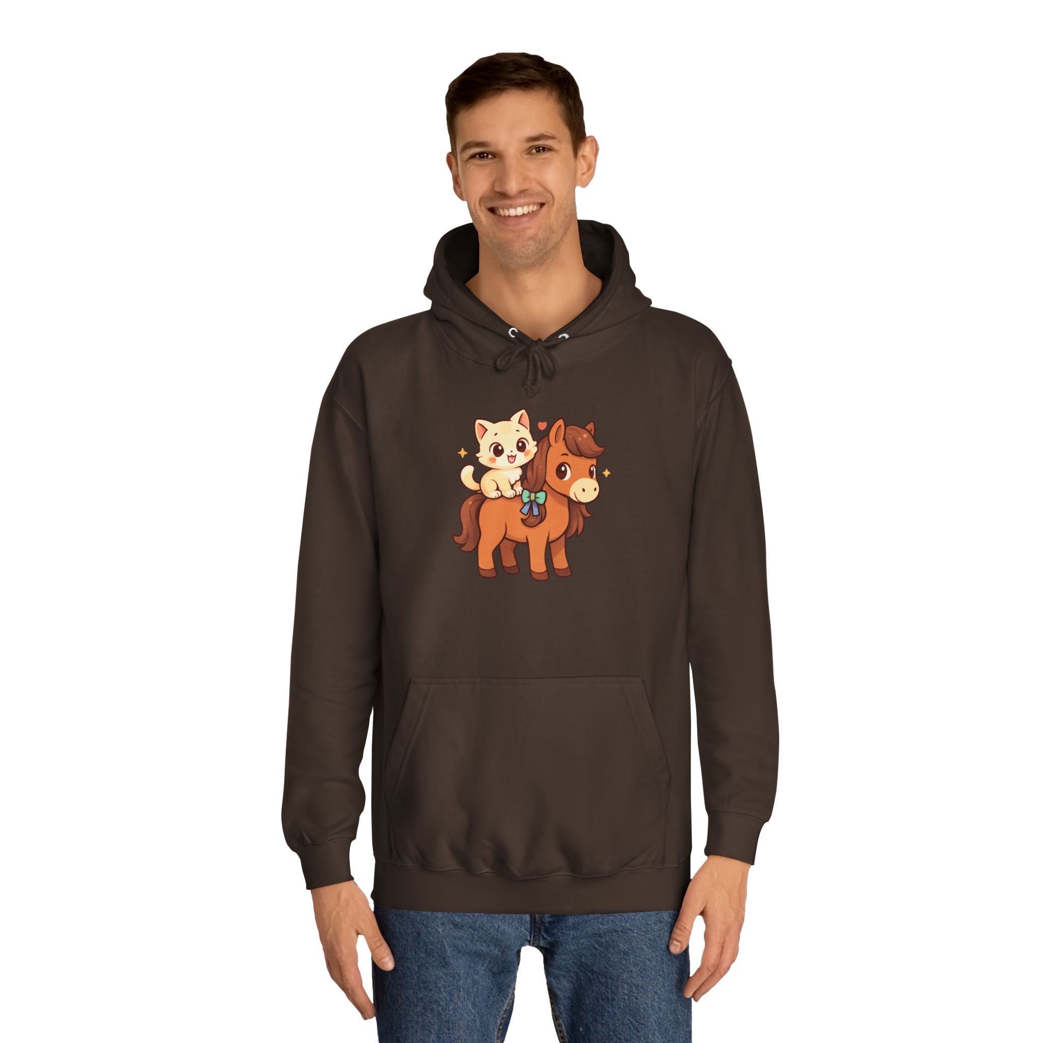 Animal Print Hoodie - Cute Kitten and Horse Design