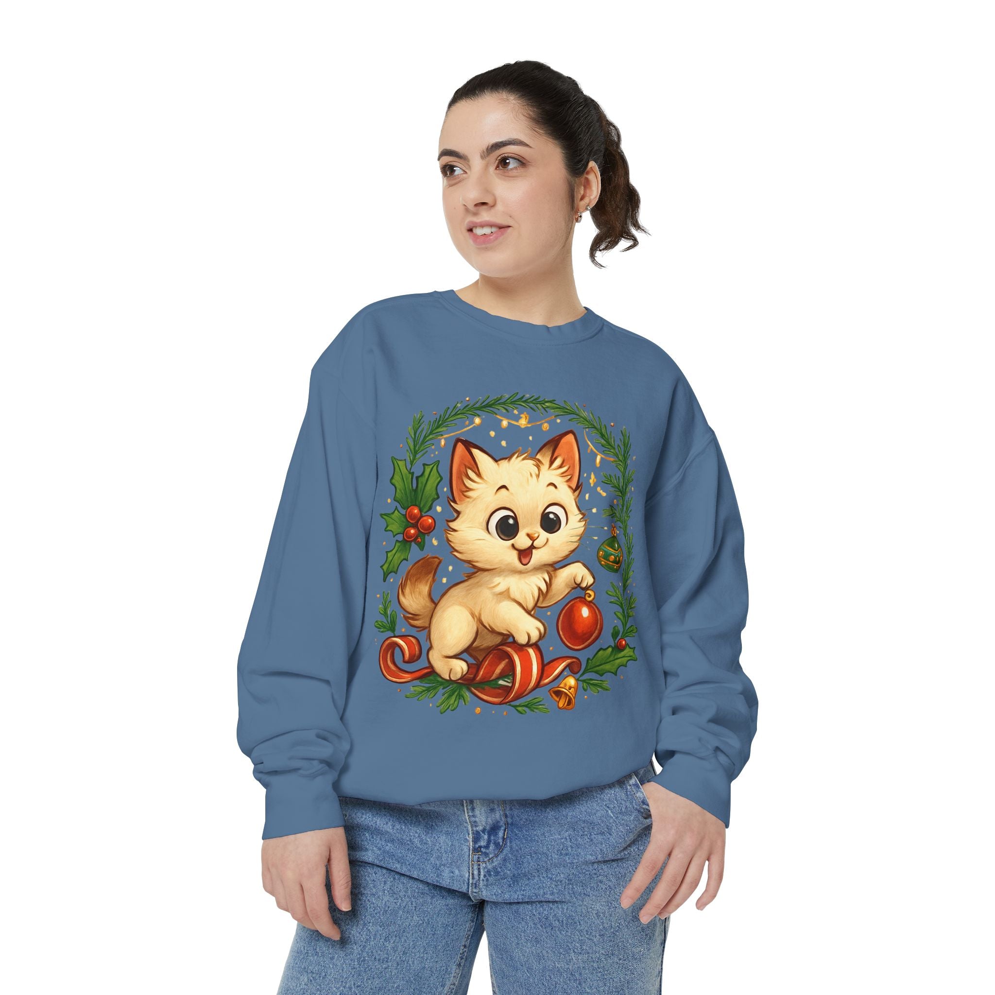 Adorable Cat, Christmas -Sweatshirt