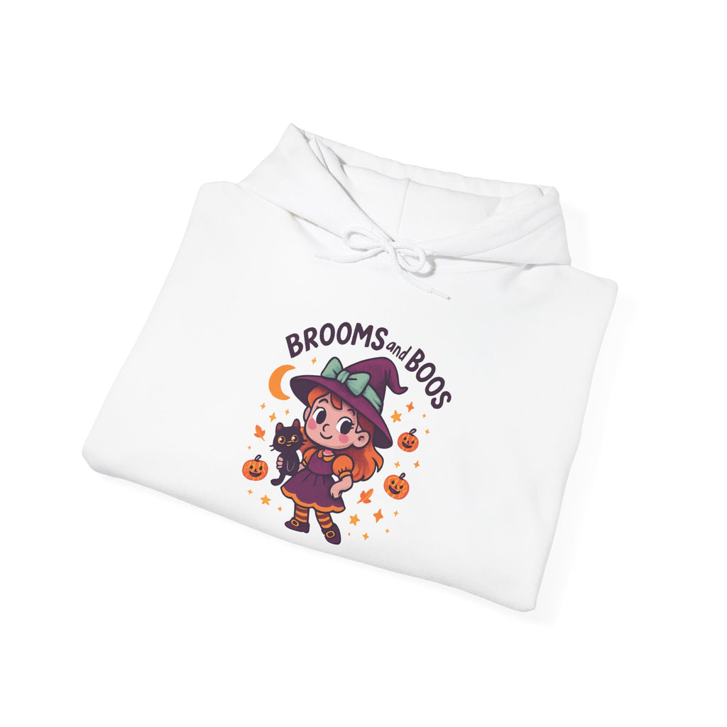 Hooded Sweatshirt Cute Halloween Witch with Cat
