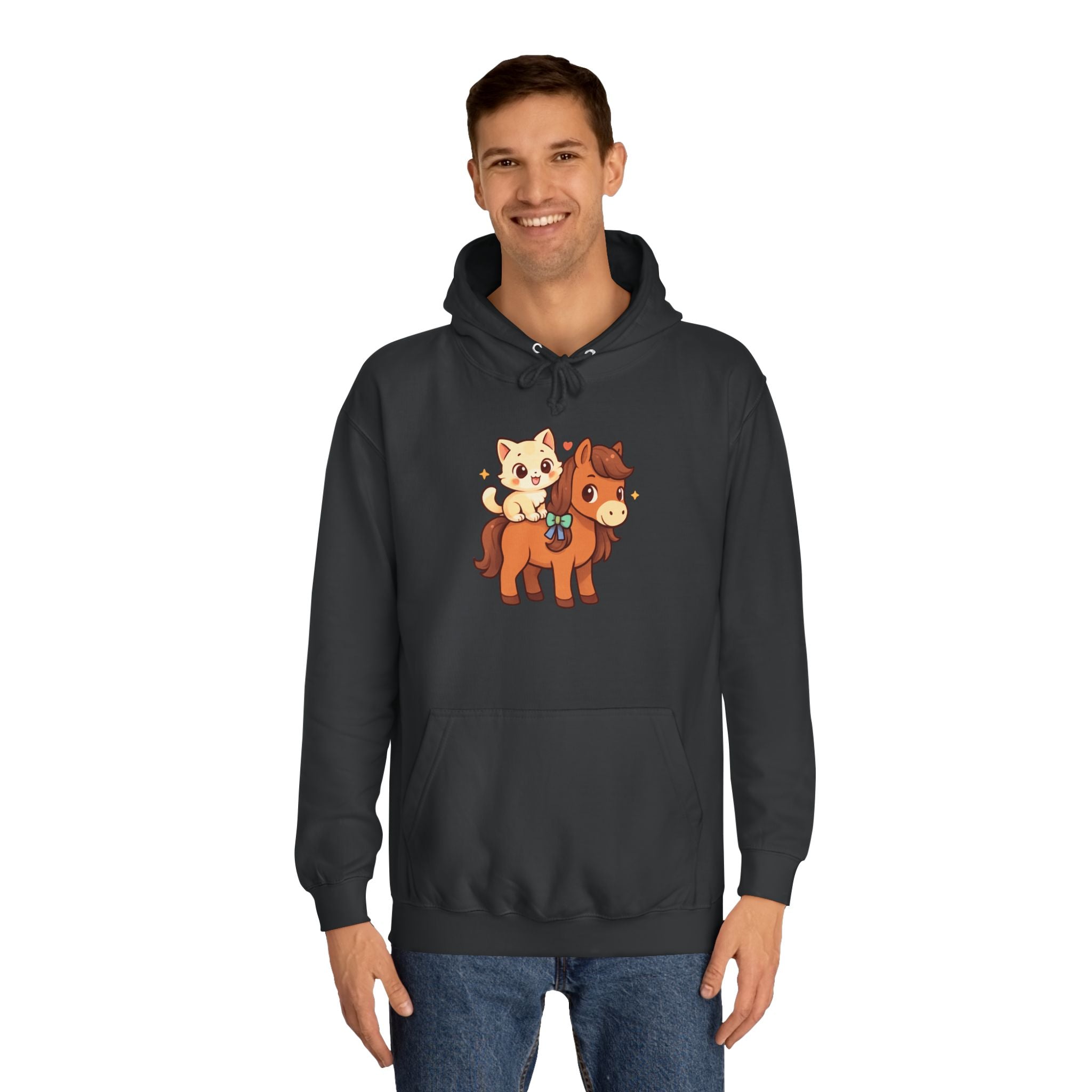 Animal Print Hoodie - Cute Kitten and Horse Design