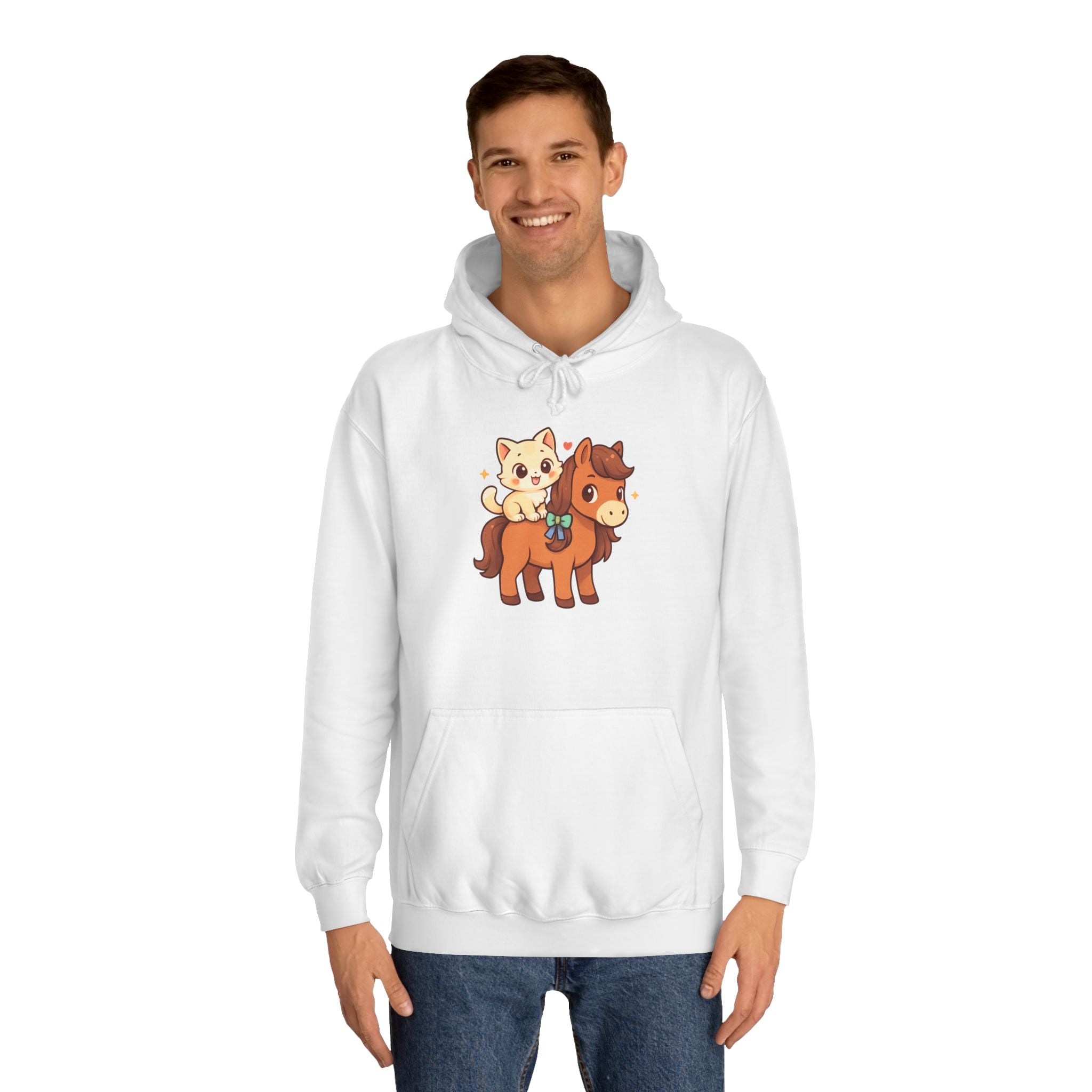 Animal Print Hoodie - Cute Kitten and Horse Design