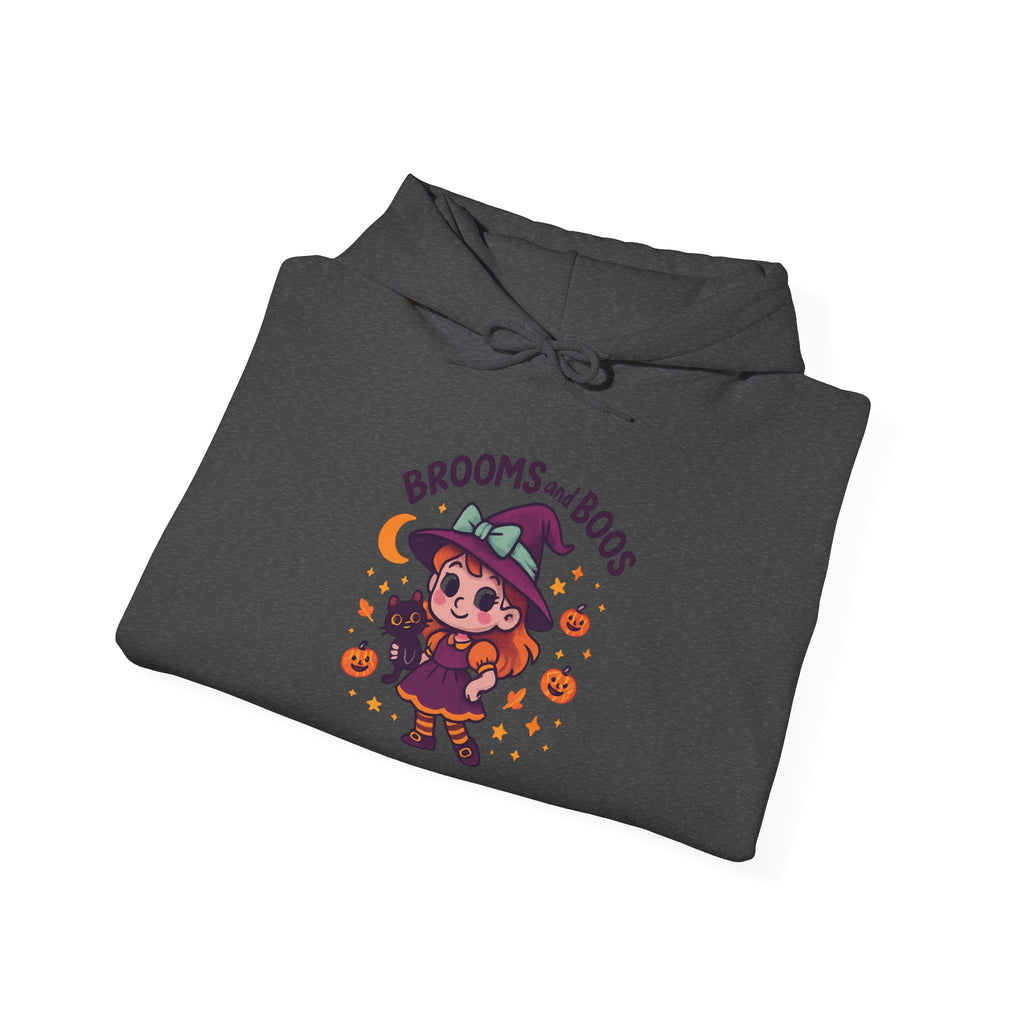 Hooded Sweatshirt Cute Halloween Witch with Cat