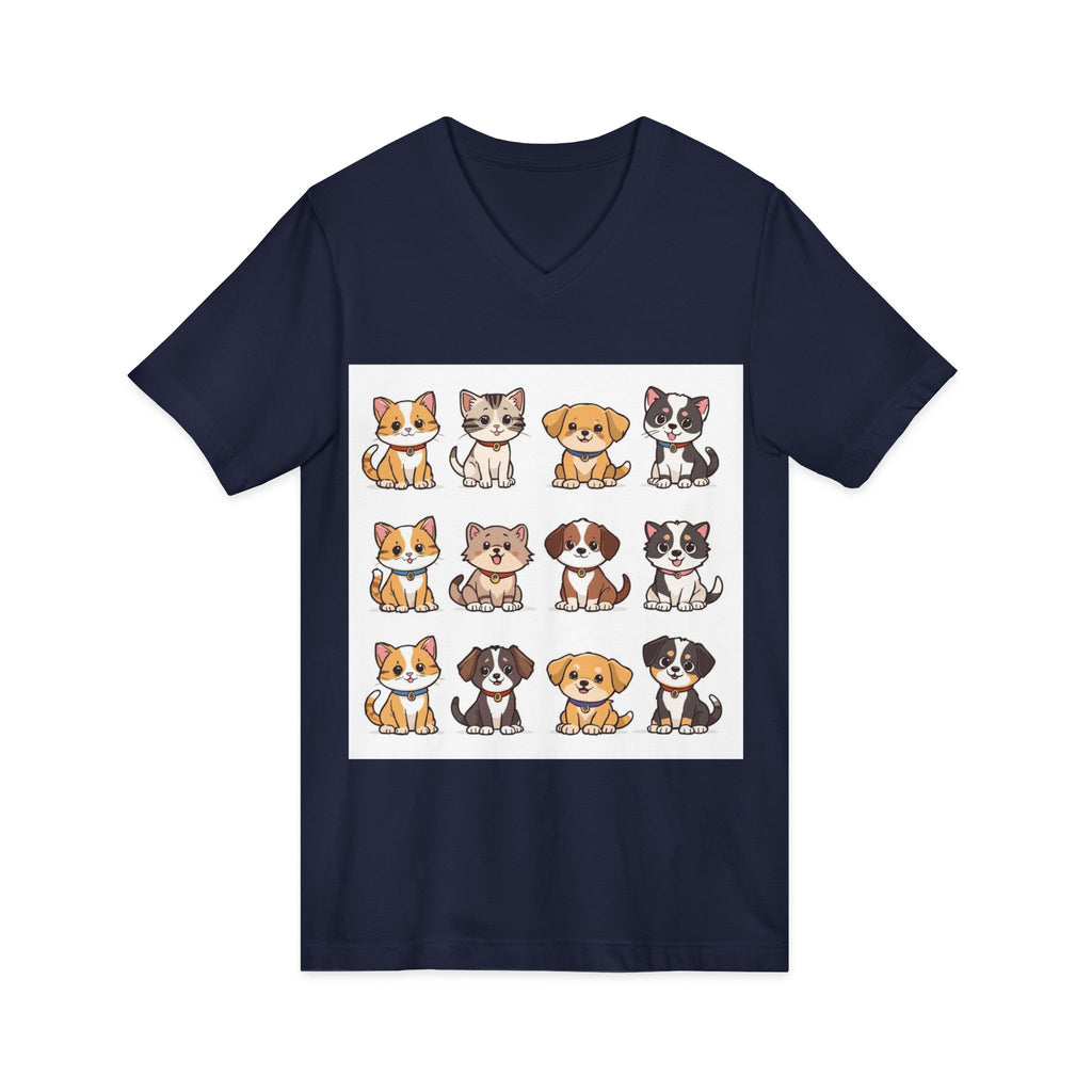 Pet Lover V-Neck Tee - Cute Kittens and Puppies T-shirt