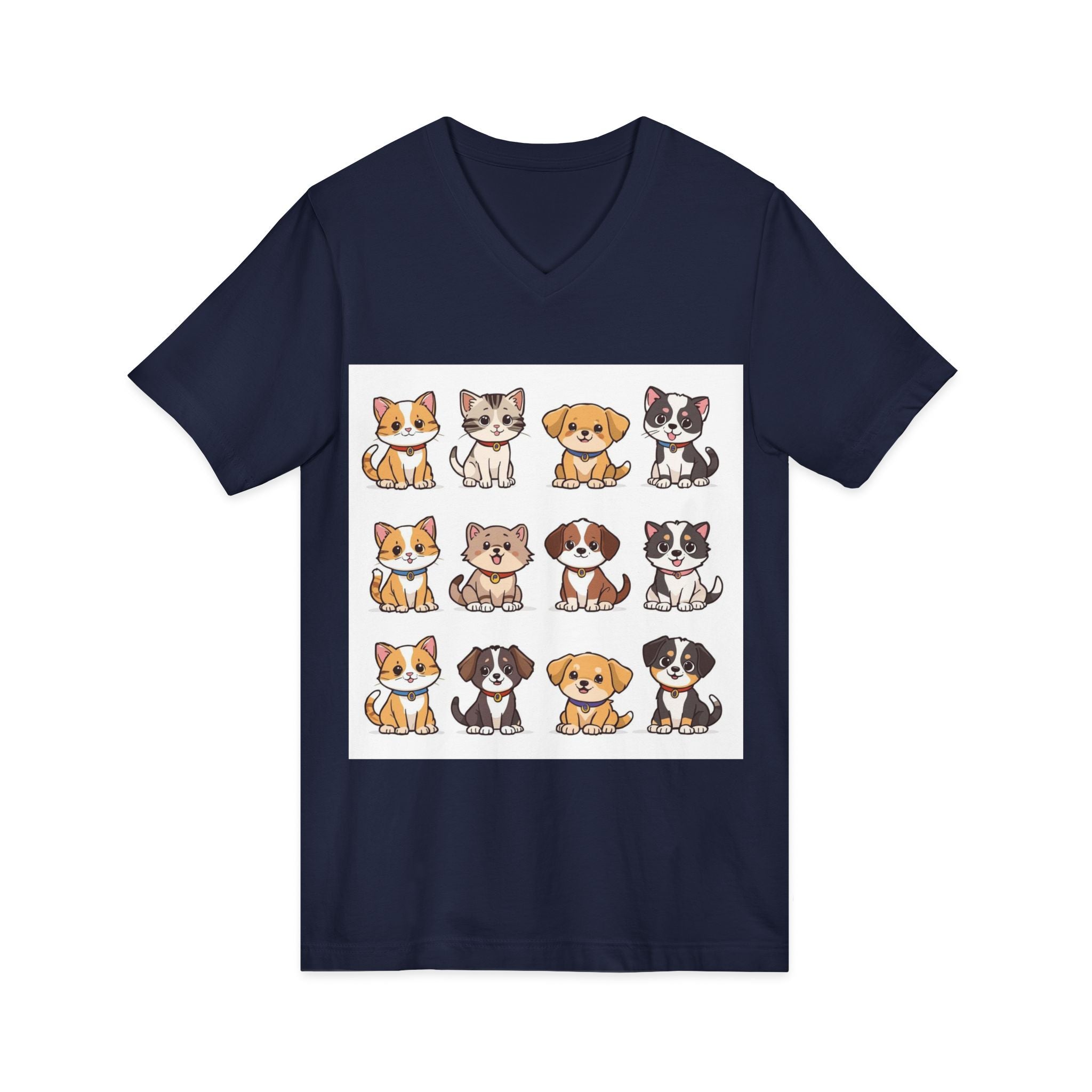 Pet Lover V-Neck Tee - Cute Kittens and Puppies T-shirt