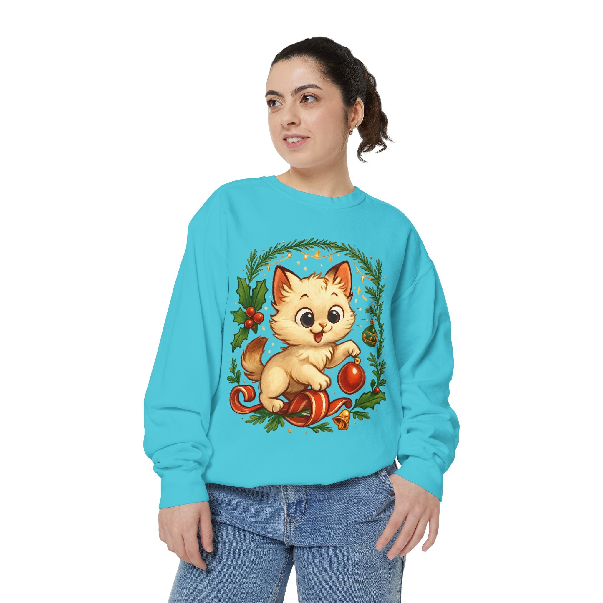 Adorable Cat, Christmas -Sweatshirt