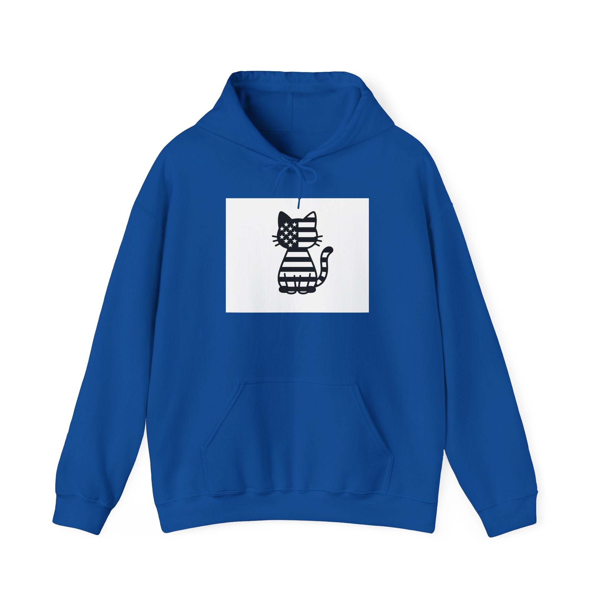 Patriotic Cat Hoodie, Cozy Cat Lover Sweatshirt, Cute Gift for Pet Owners, July 4th Apparel, Casual Everyday Wear