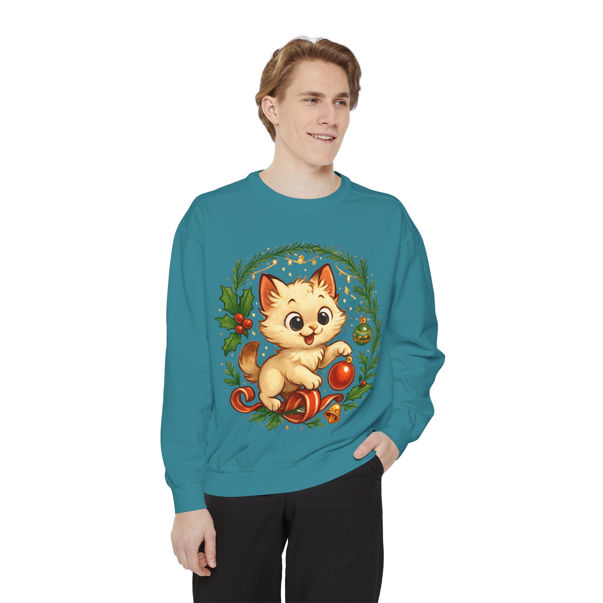 Adorable Cat, Christmas -Sweatshirt