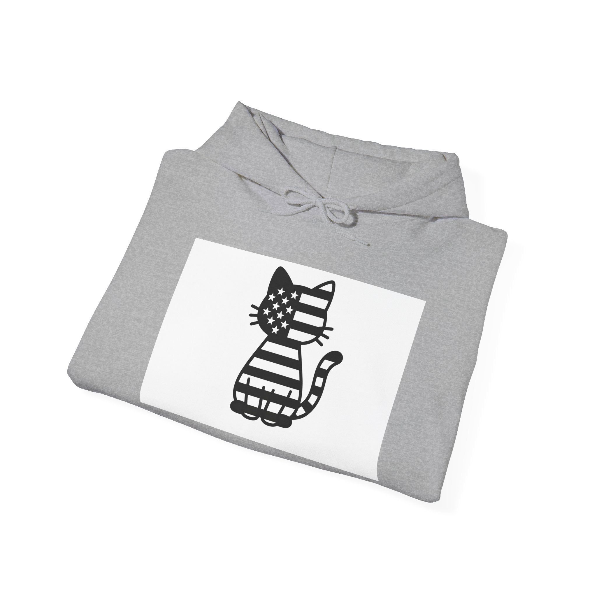 Patriotic Cat Hoodie, Cozy Cat Lover Sweatshirt, Cute Gift for Pet Owners, July 4th Apparel, Casual Everyday Wear