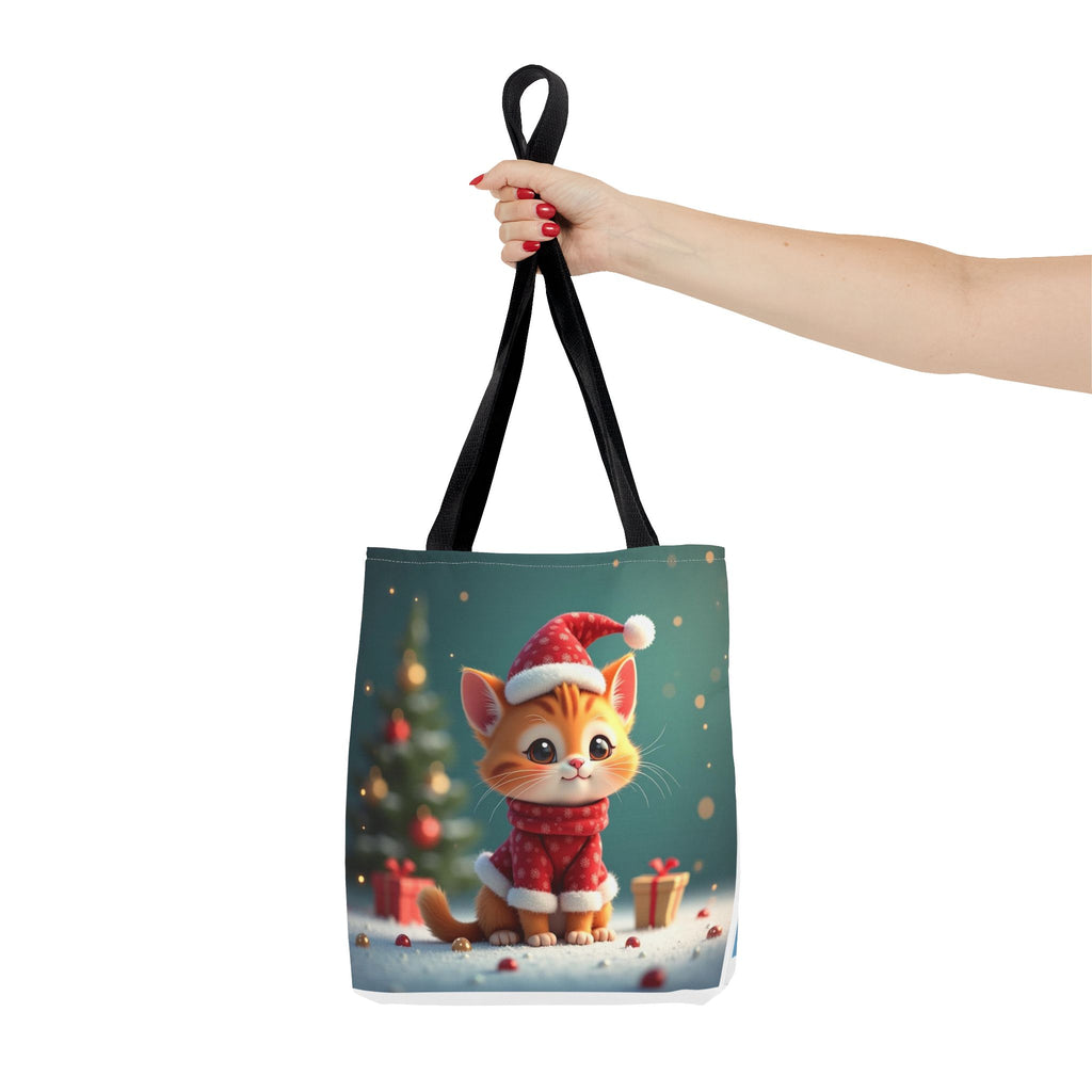 Christmas Tote Bag - Adorable Kitten and Snowman Design